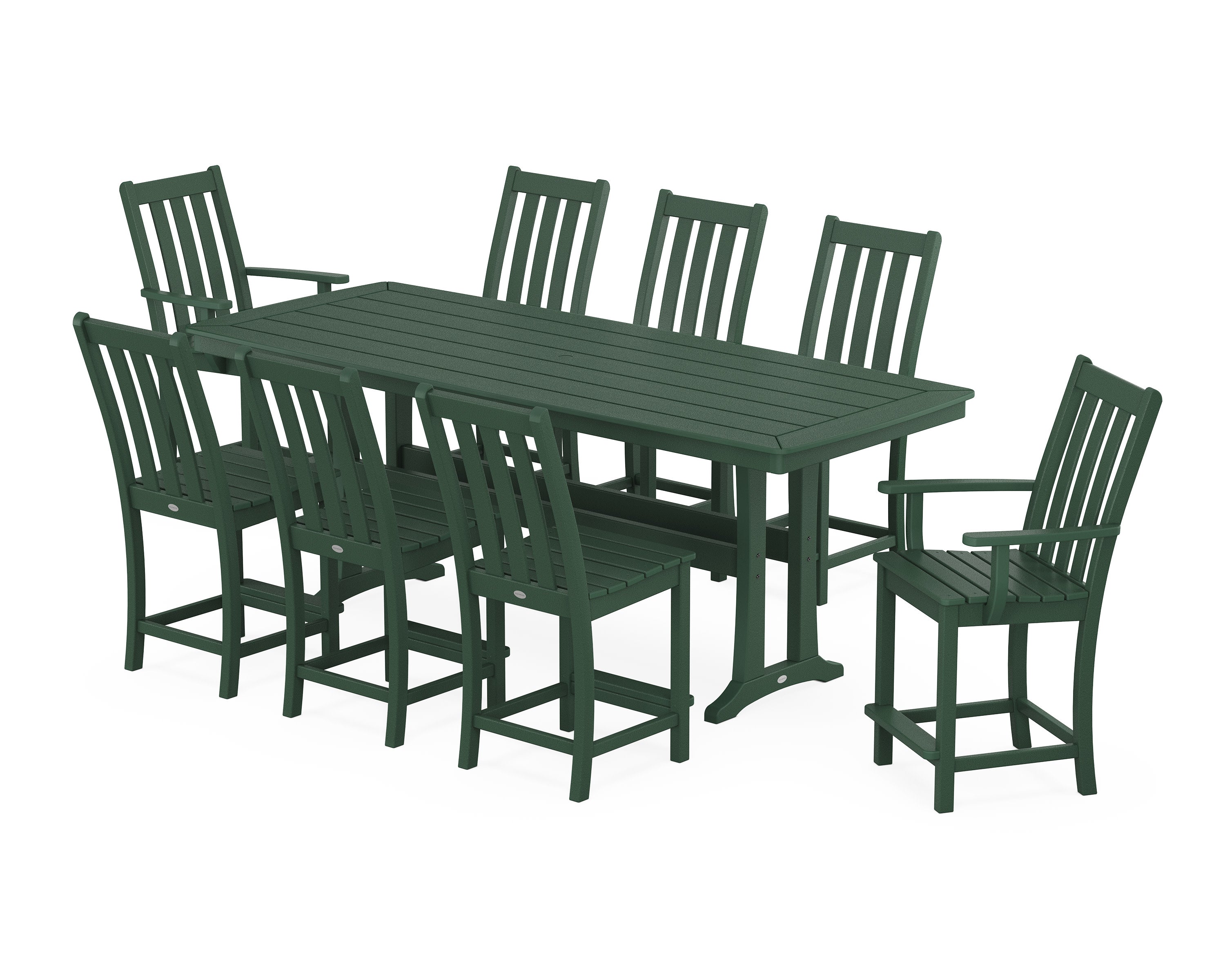 Vineyard 9-Piece Counter Set with Trestle Legs in Green