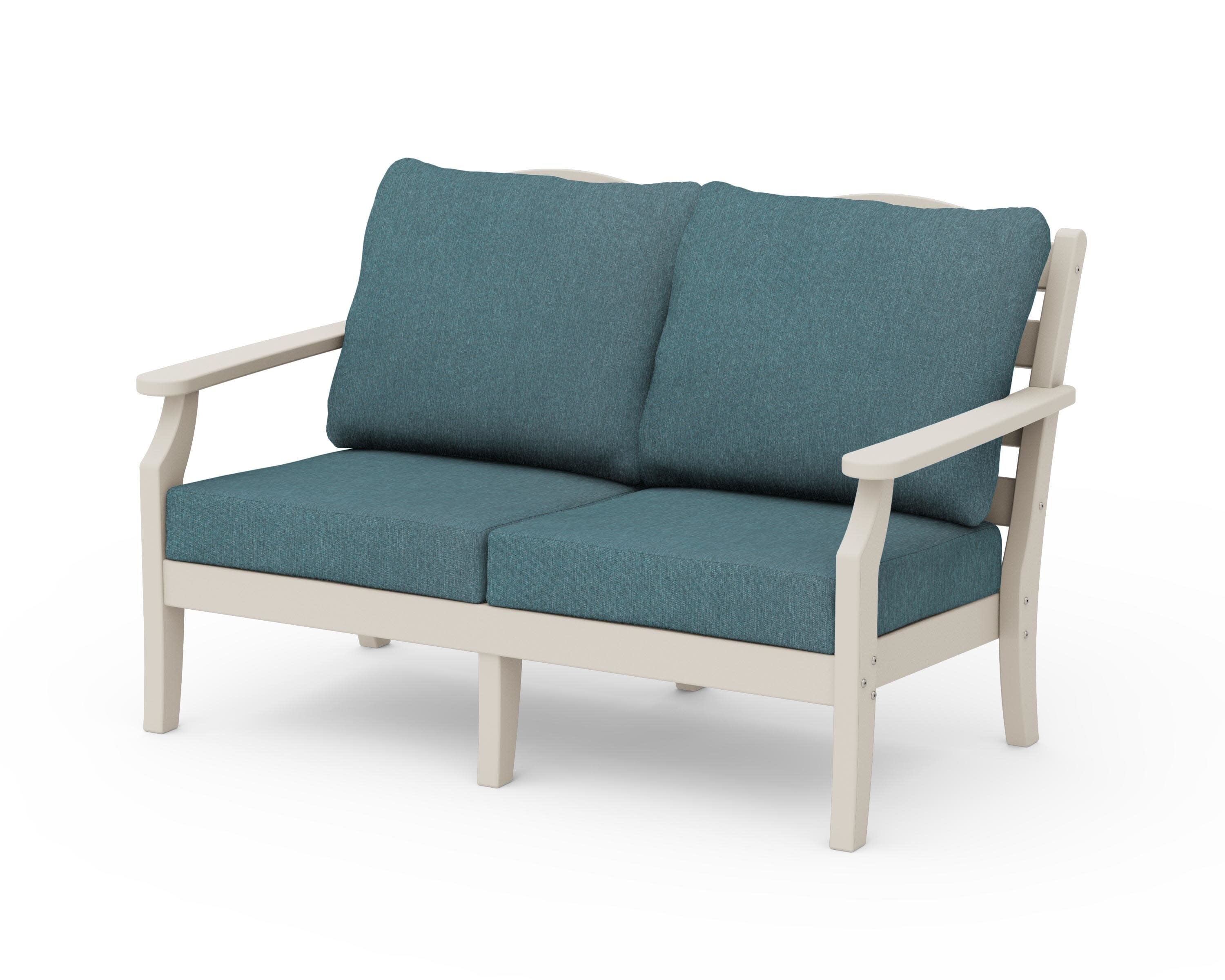 Savannah Deep Seating Loveseat in Sand / Ocean Teal