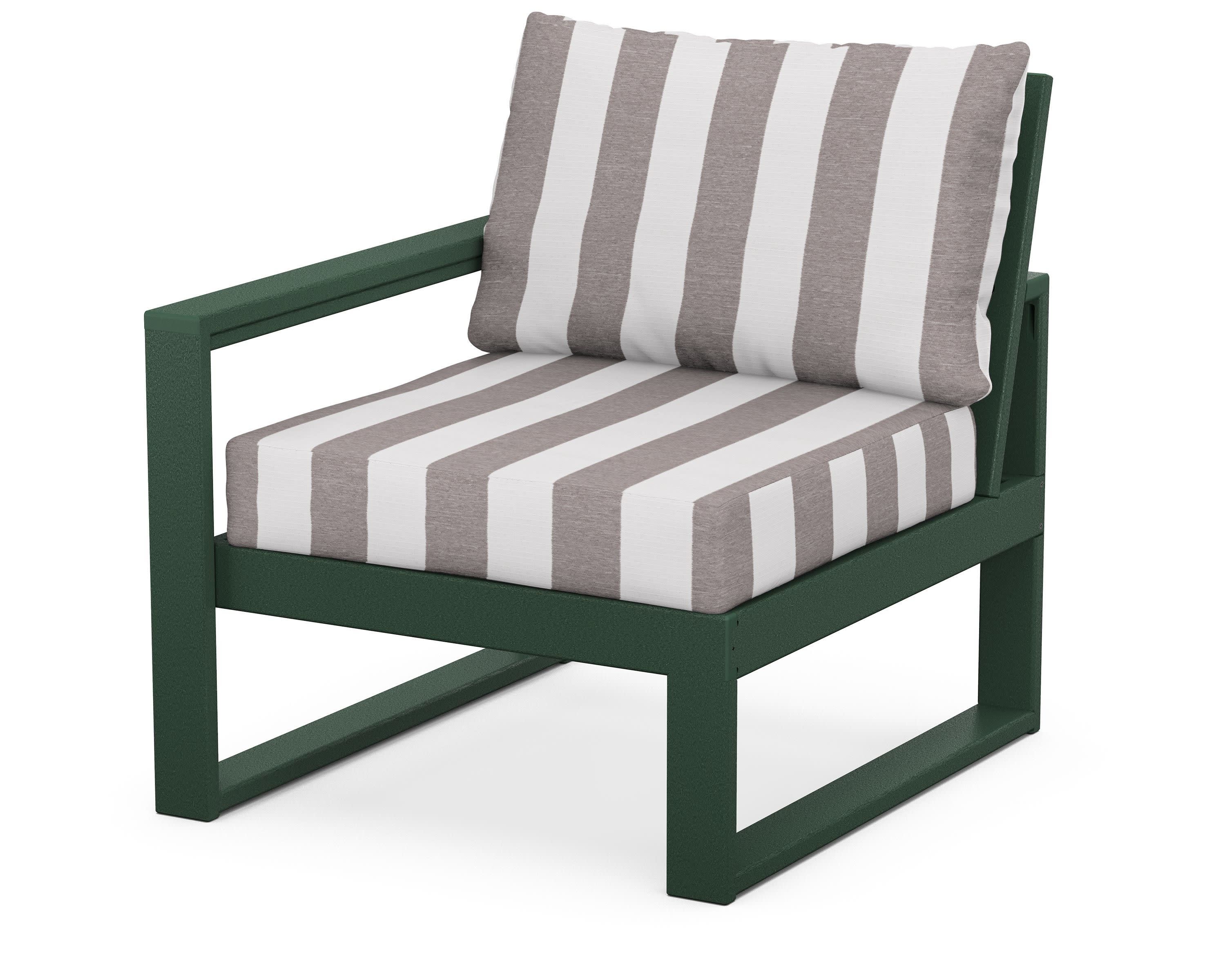 EDGE Modular Left Arm Chair in Green / Cabana Stripe Grey Mist