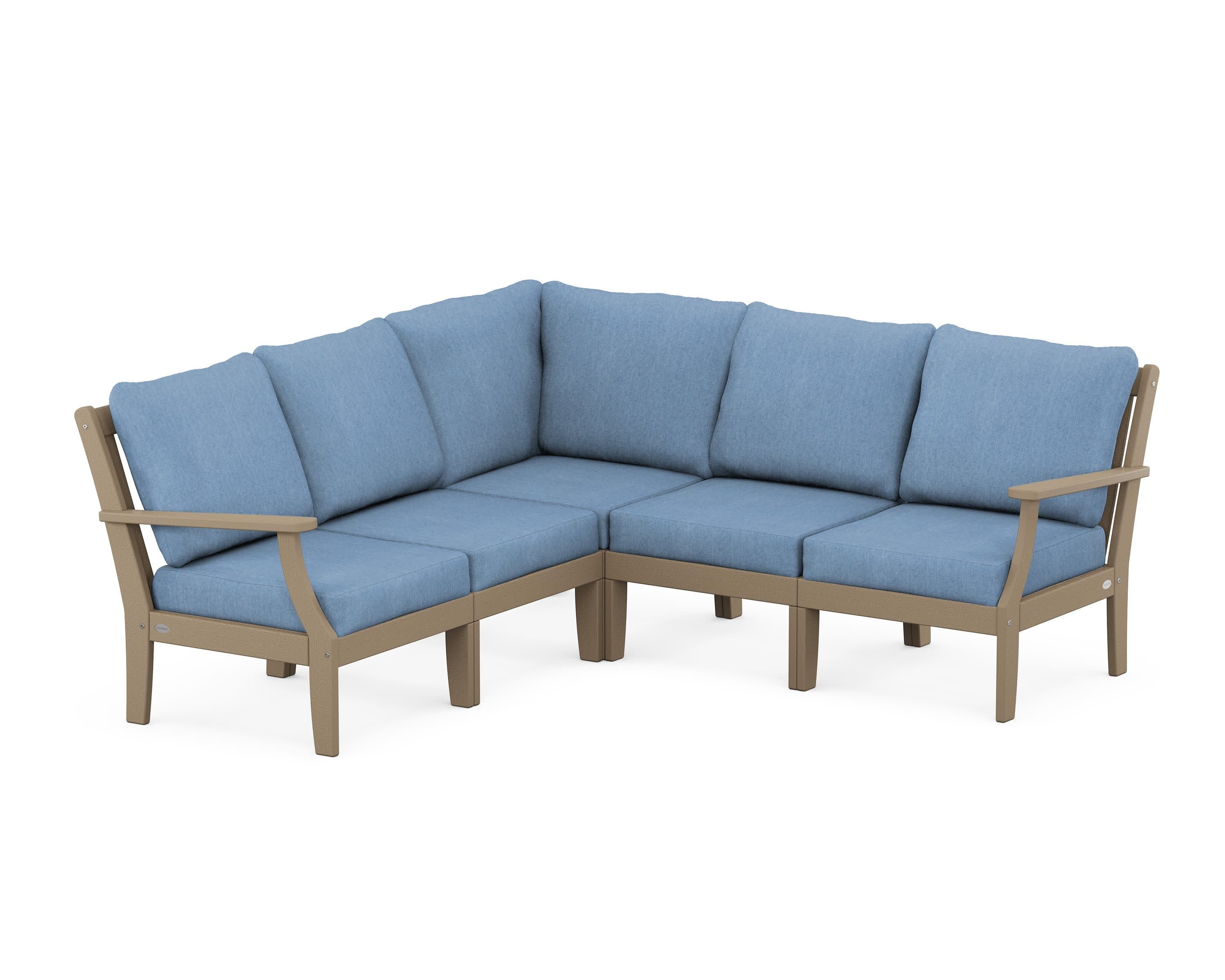 Braxton Modular 5-Piece Deep Seating Set in Vintage Sahara / Sky Blue