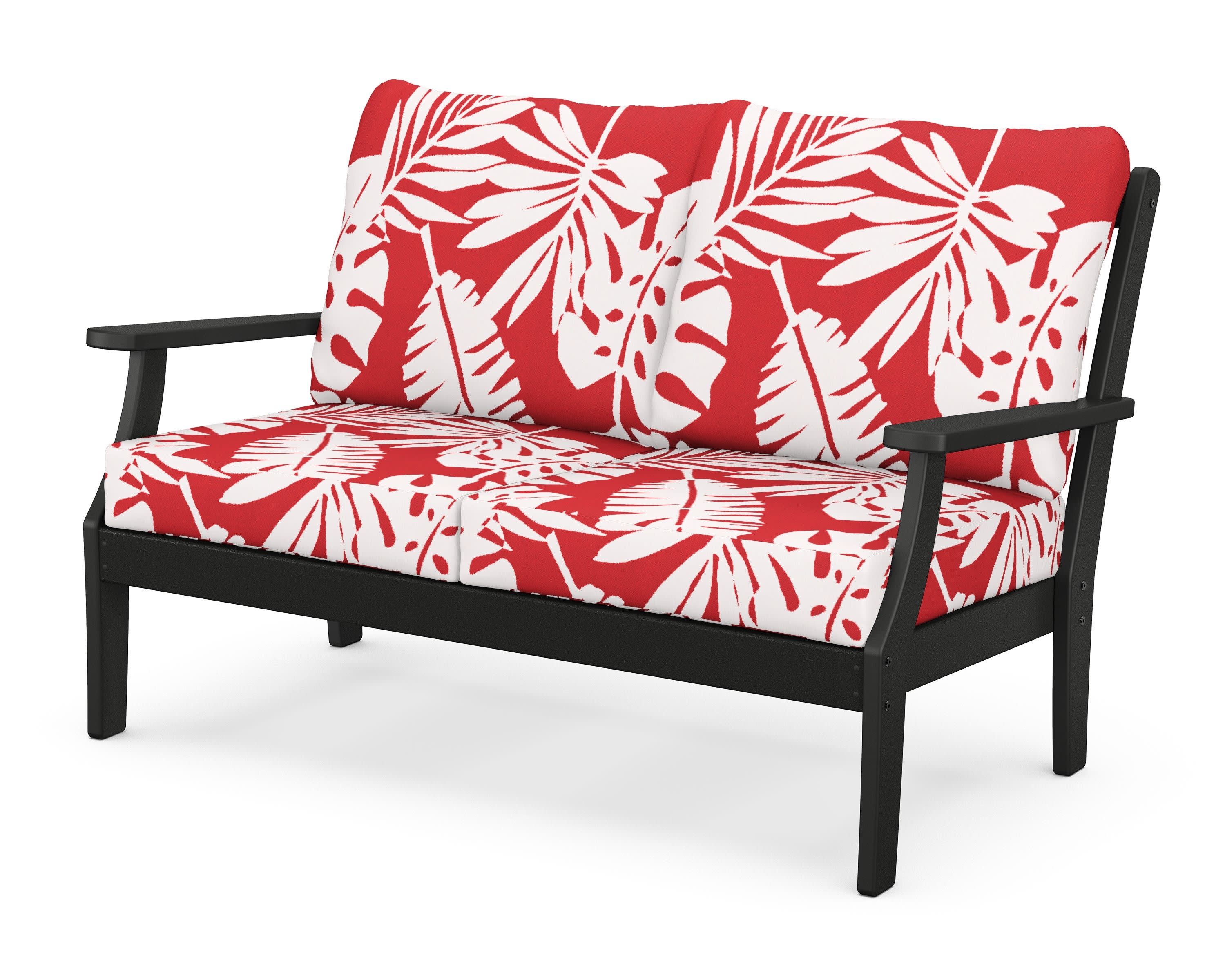 Braxton Deep Seating Loveseat in Black / Leaf Crimson