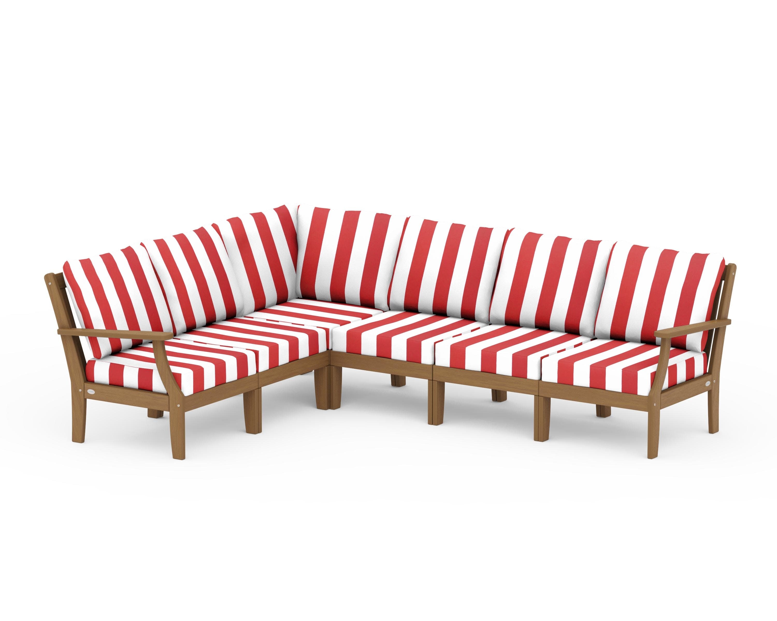 Braxton Modular 6-Piece Deep Seating Set in Natural / Cabana Stripe Crimson