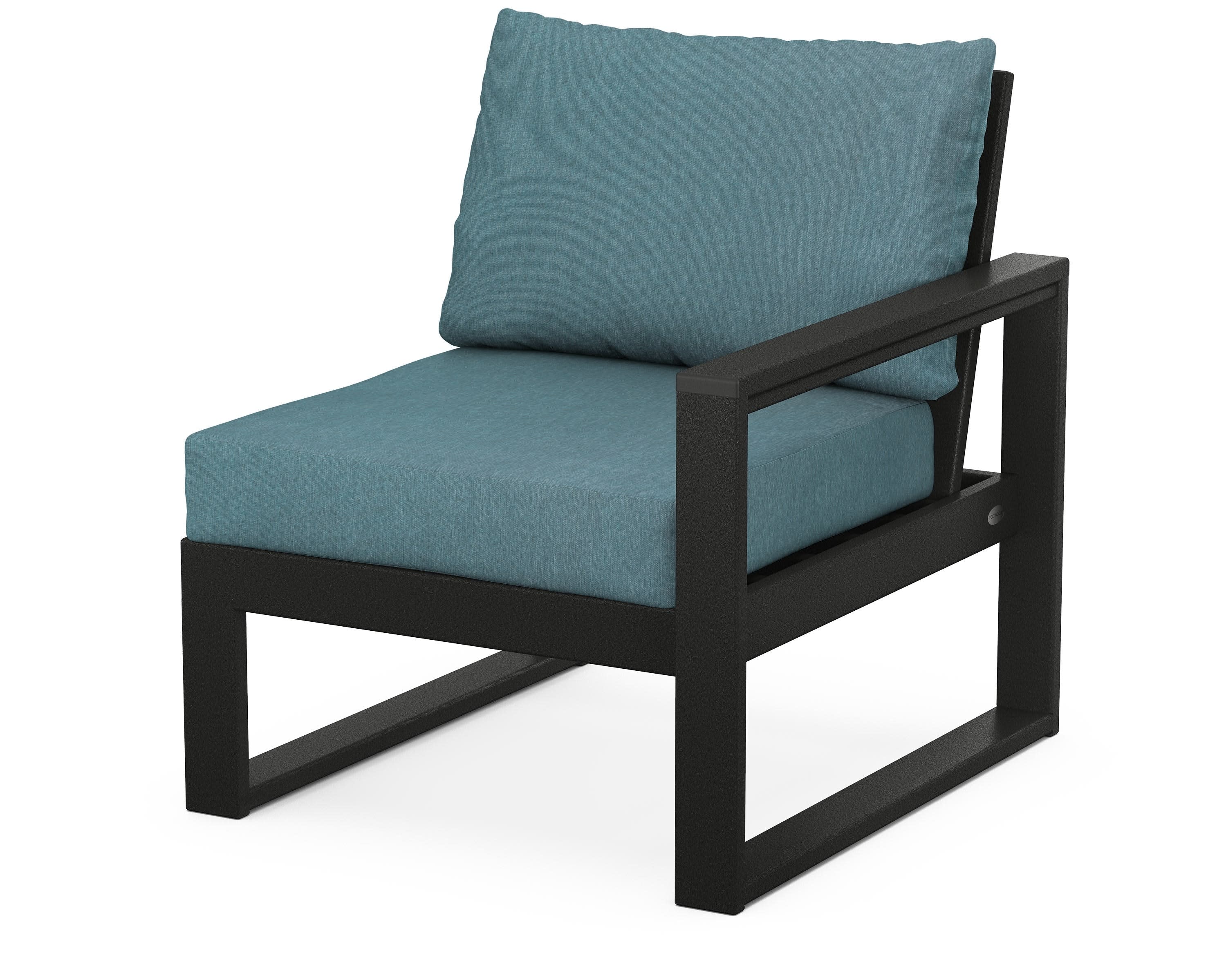 EDGE Modular Right Arm Chair in Black / Ocean Teal