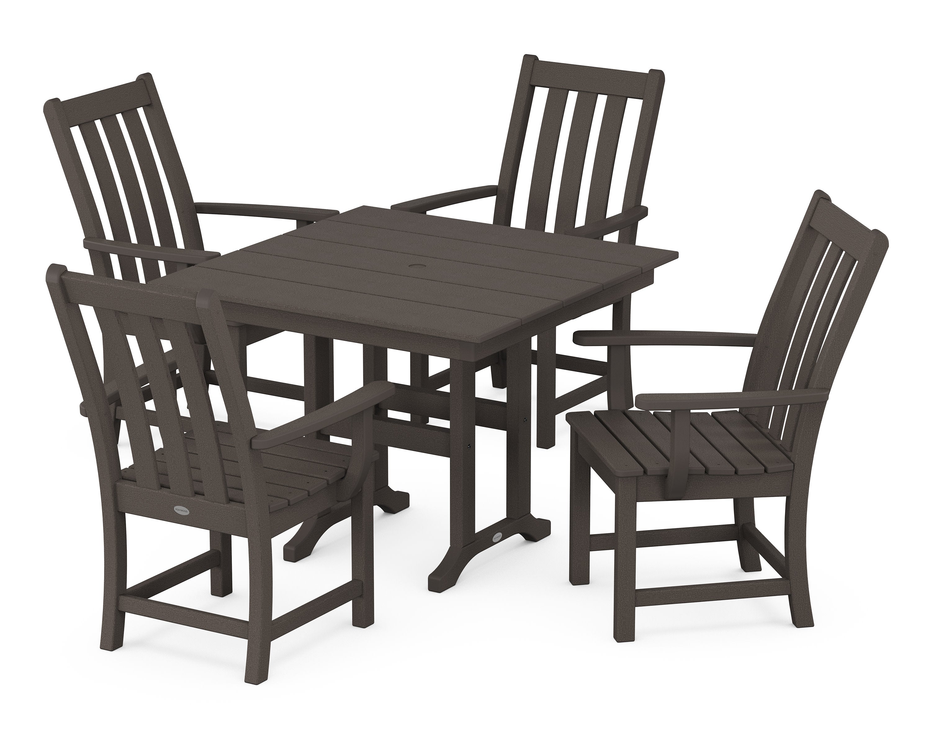 Vineyard 5-Piece Farmhouse Dining Set in Vintage Coffee