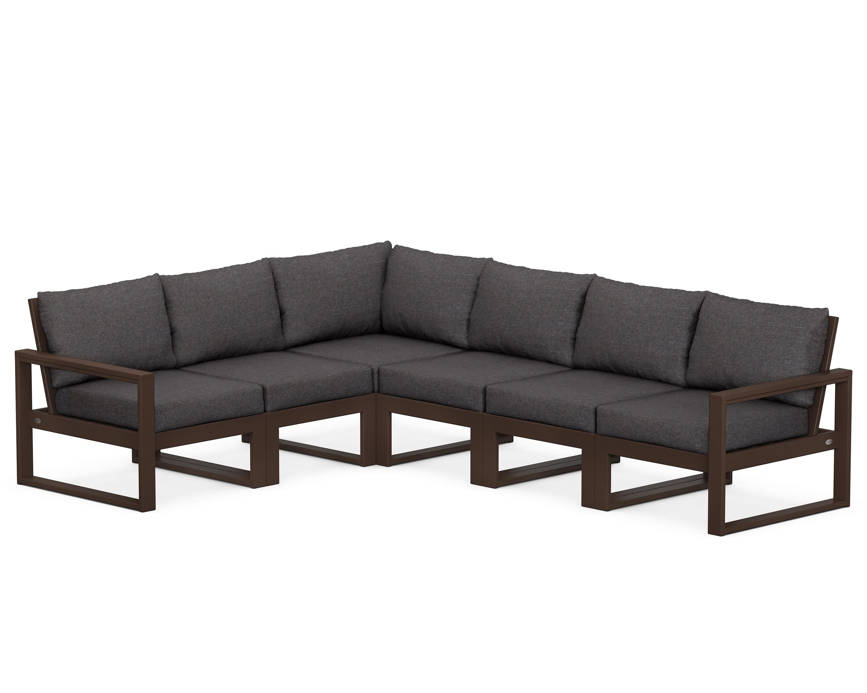 EDGE 6-Piece Modular Deep Seating Set in Mahogany / Ash Charcoal