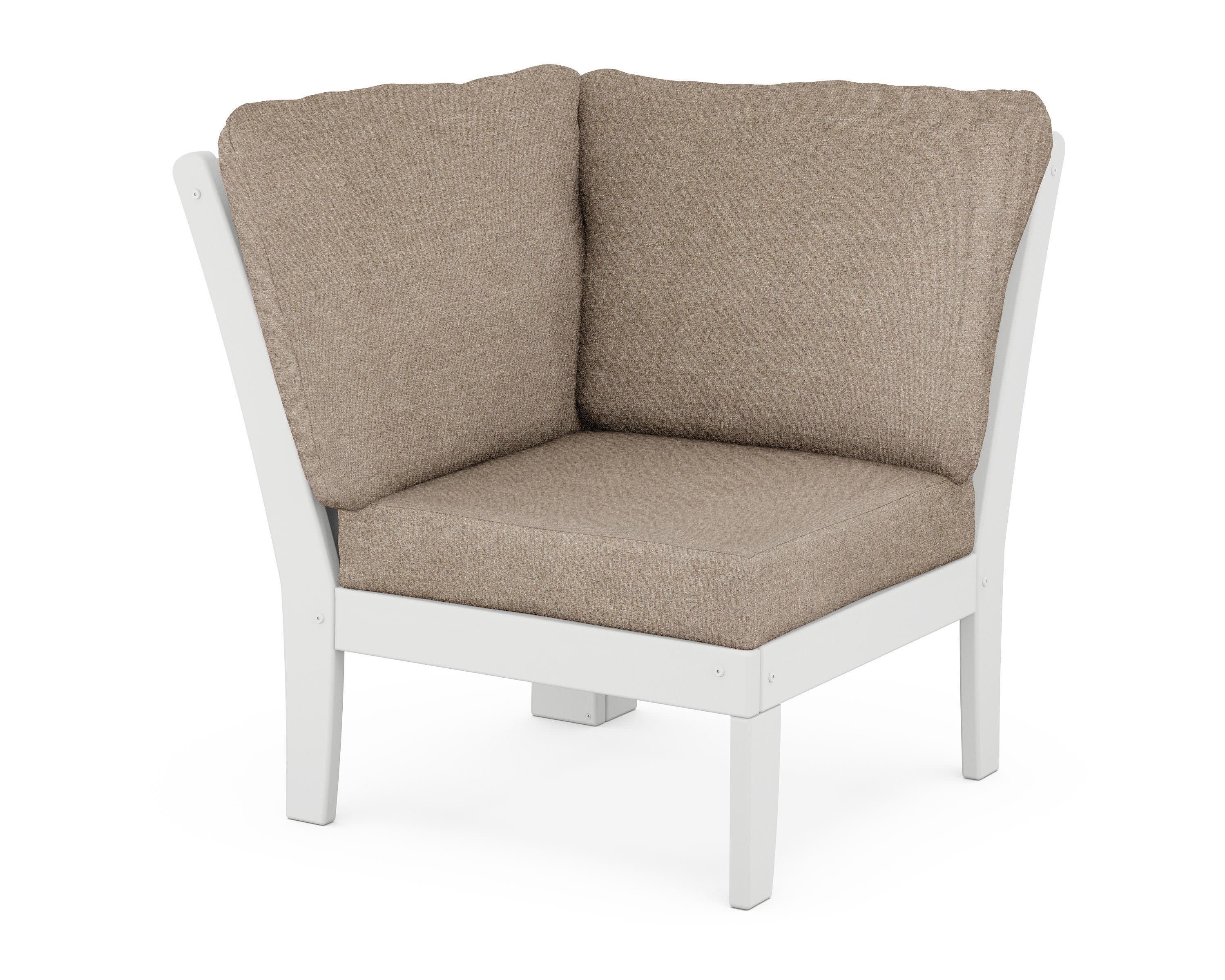 Braxton Modular Corner Chair in White / Spiced Burlap