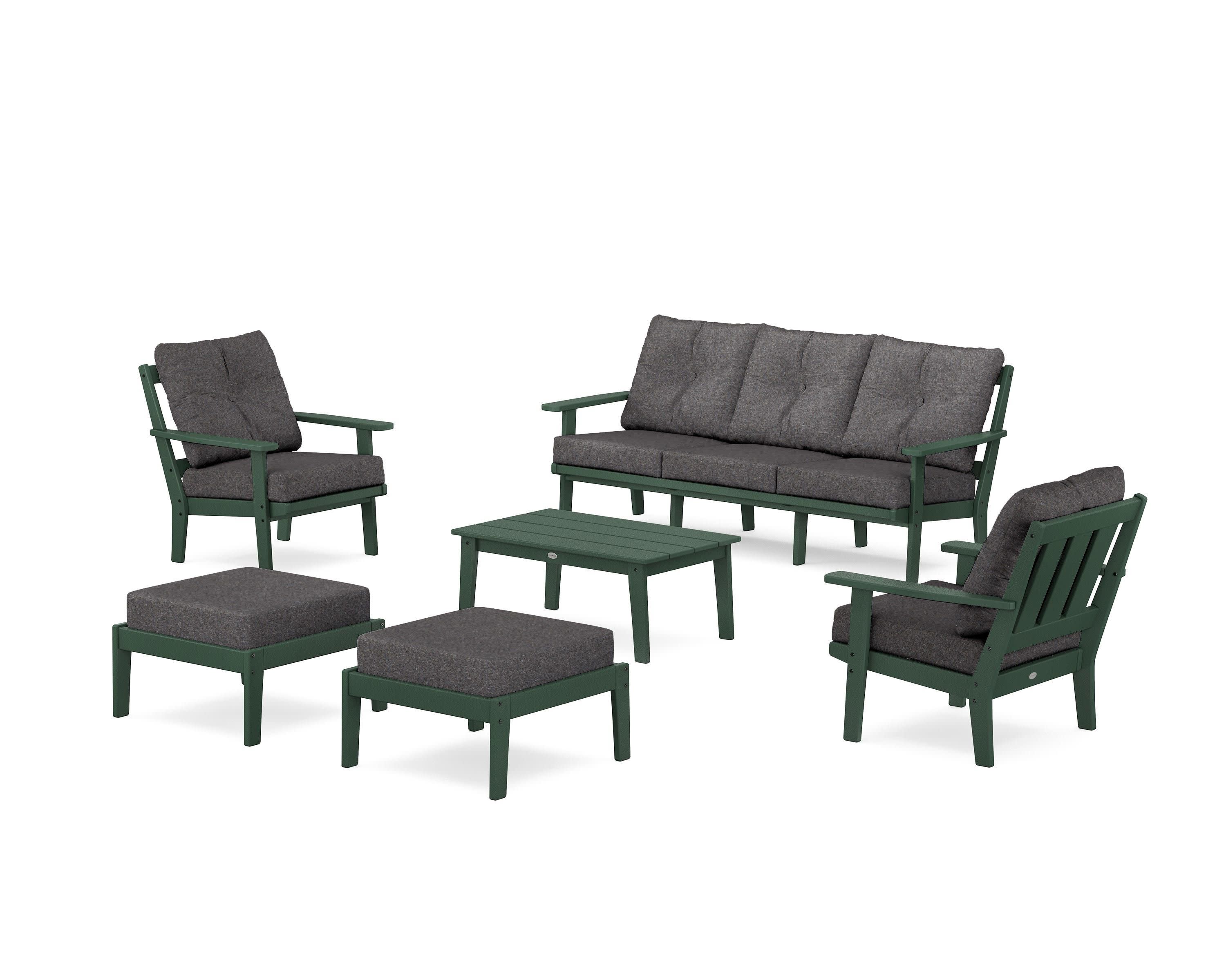 Oxford 6-Piece Lounge Sofa Set in Green / Ash Charcoal