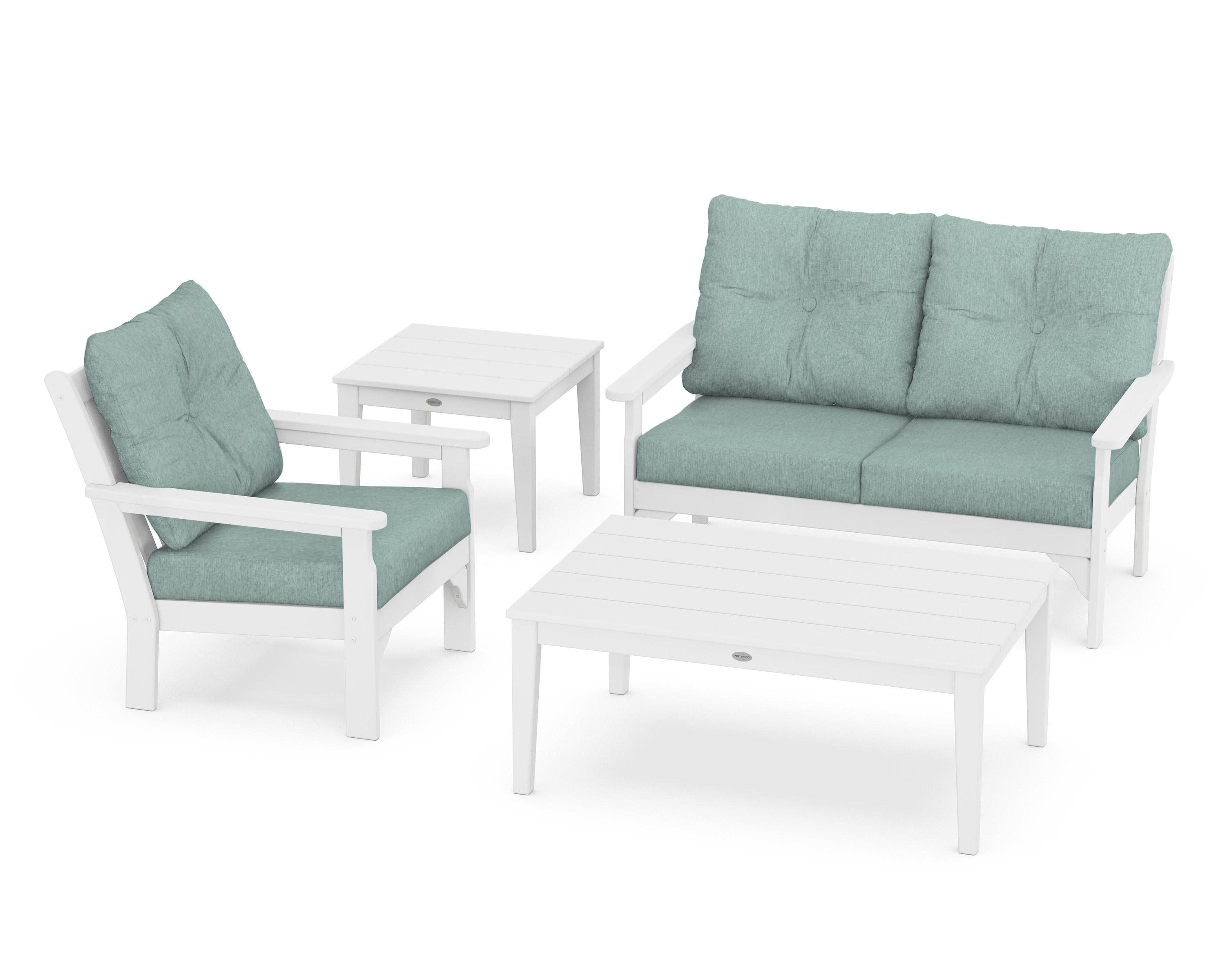 Vineyard 4-Piece Deep Seating Set in White / Glacier Spa
