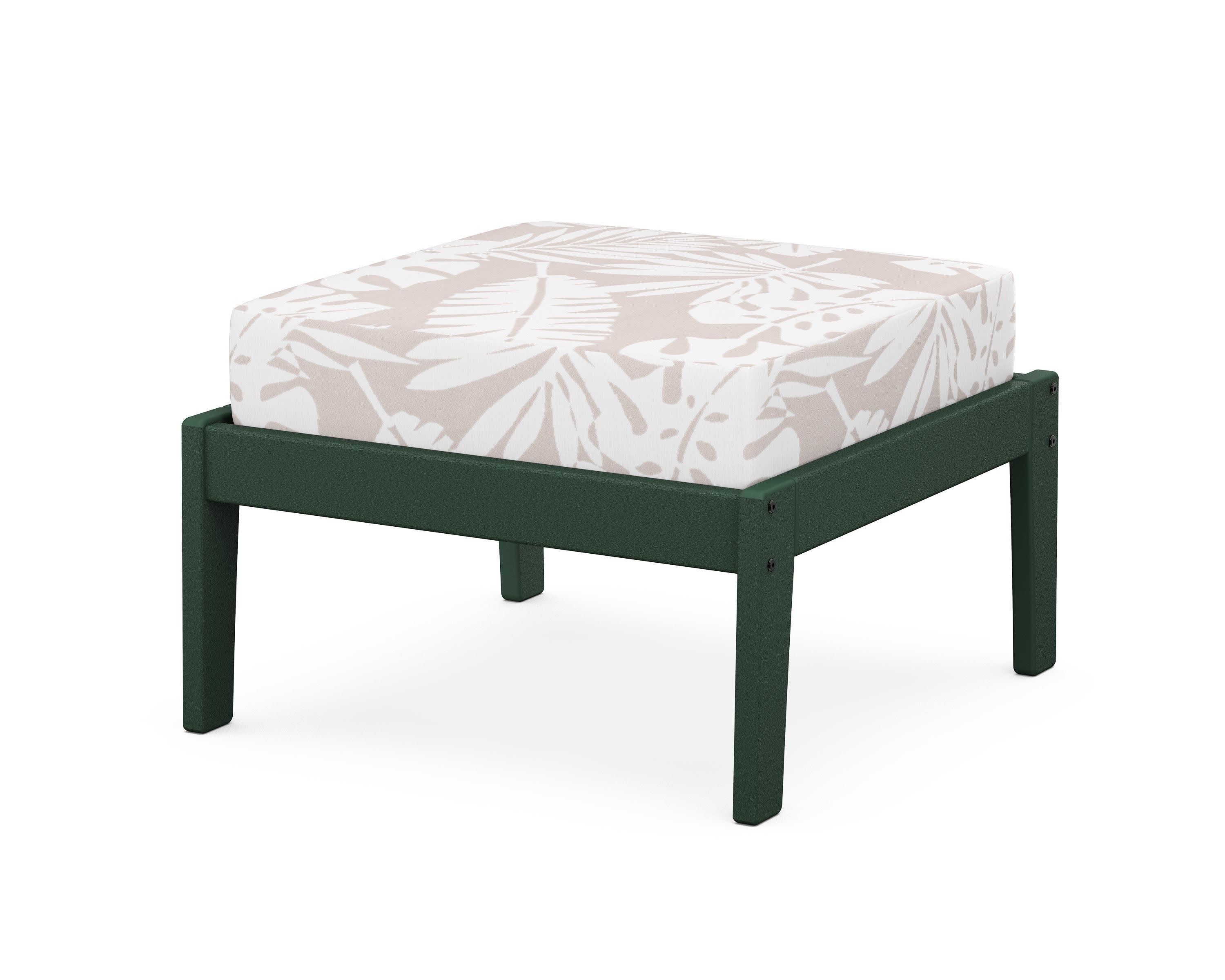 Deep Seating Ottoman in Green / Leaf Dune Burlap