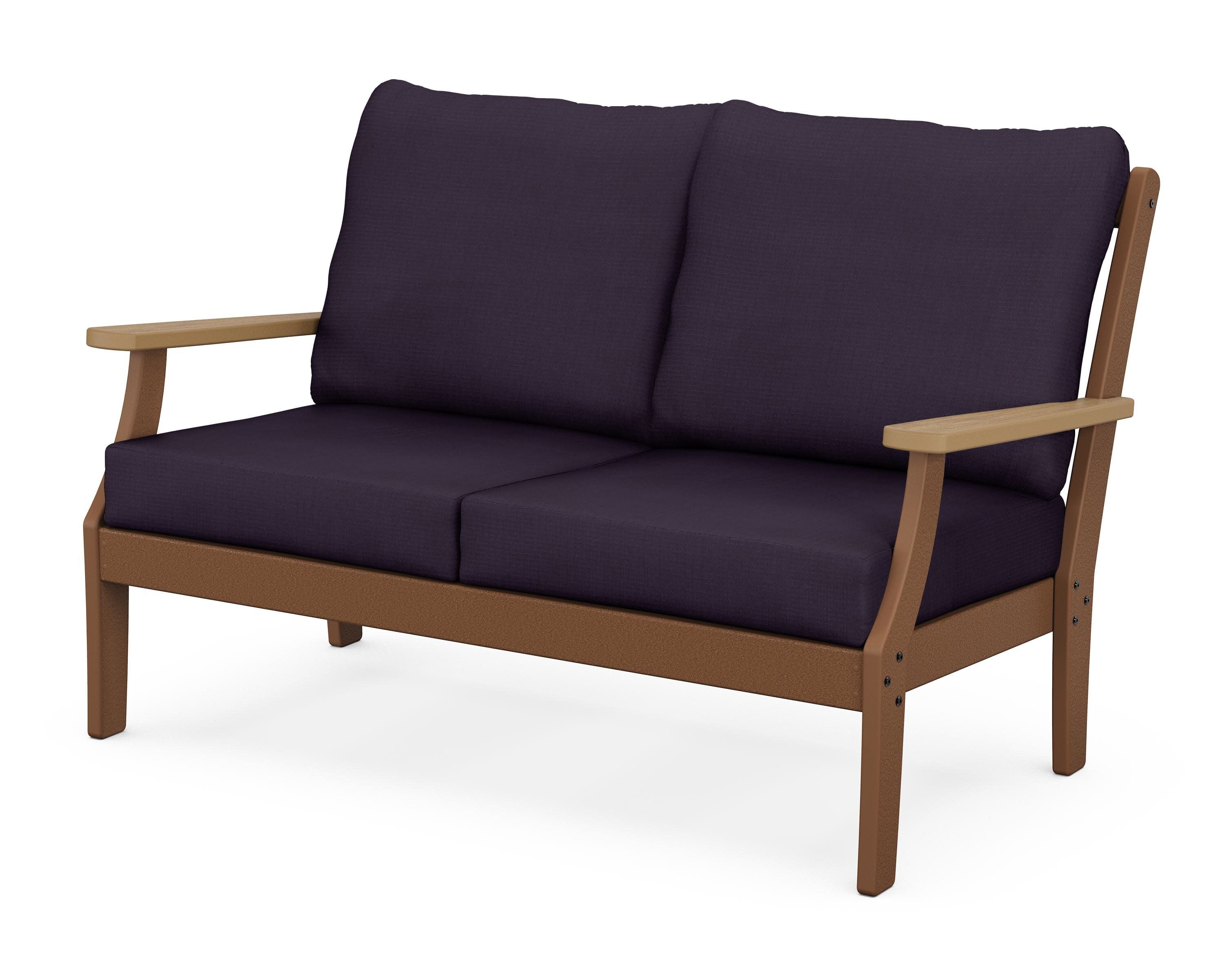 Braxton Deep Seating Loveseat in Teak / Natural / Navy Linen