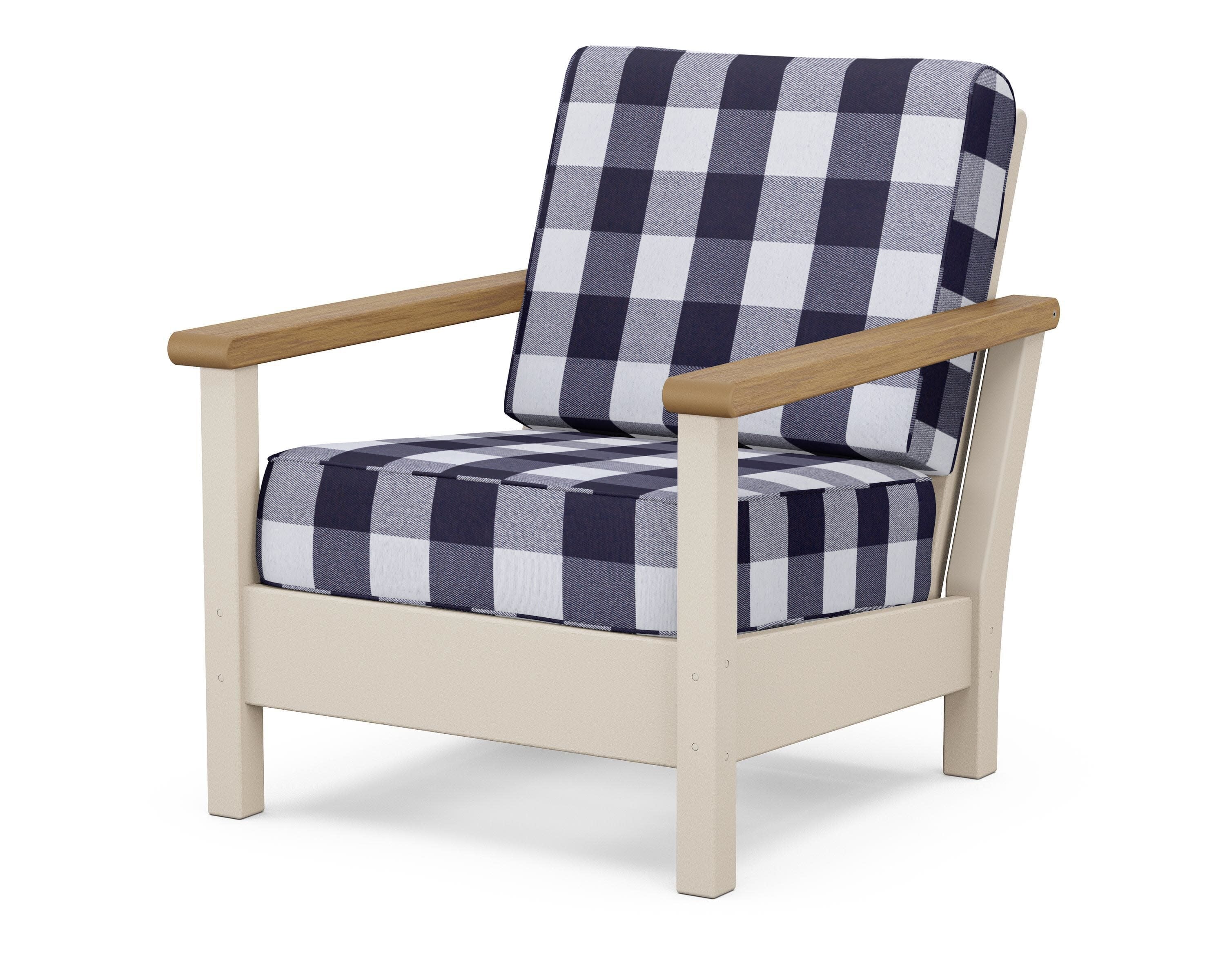 Harbour Deep Seating Chair in Sand / Natural / Buffalo Plaid Navy