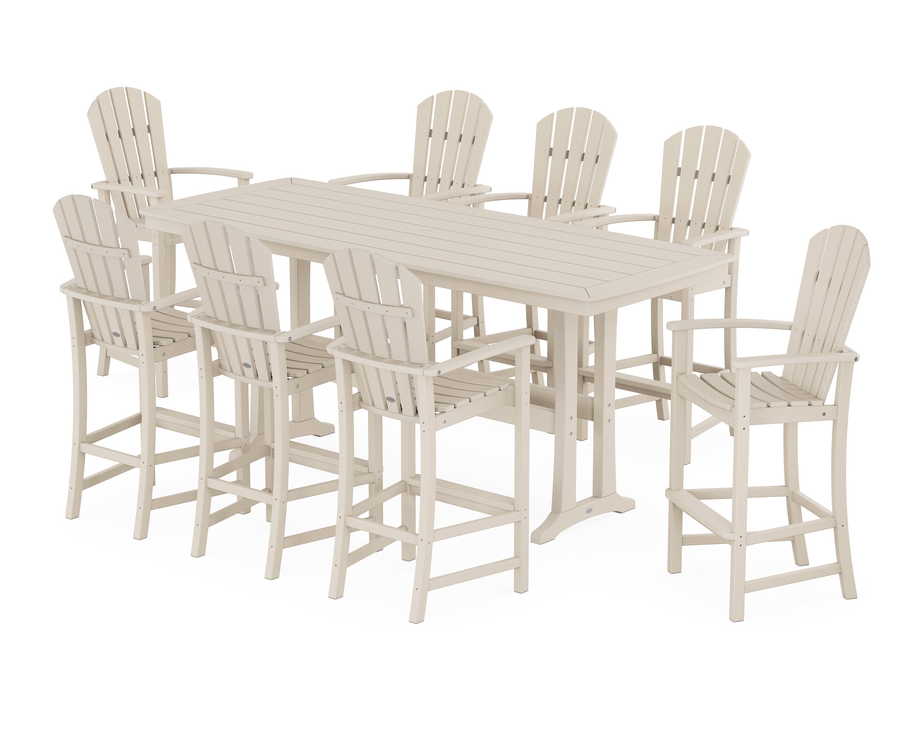 Palm Coast 9-Piece Bar Set with Trestle Legs in Sand