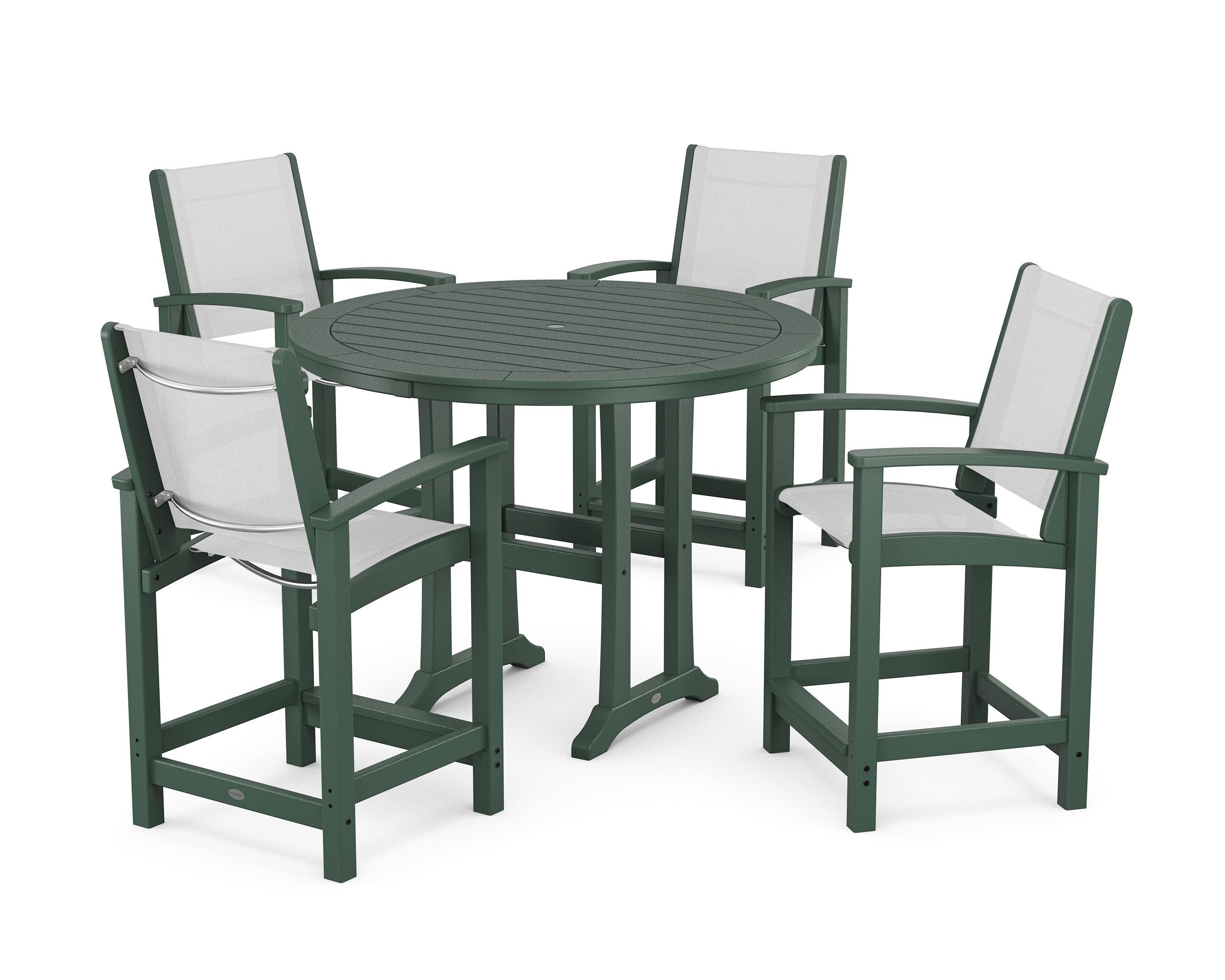 Coastal 5-Piece Counter Set in Green / White Sling