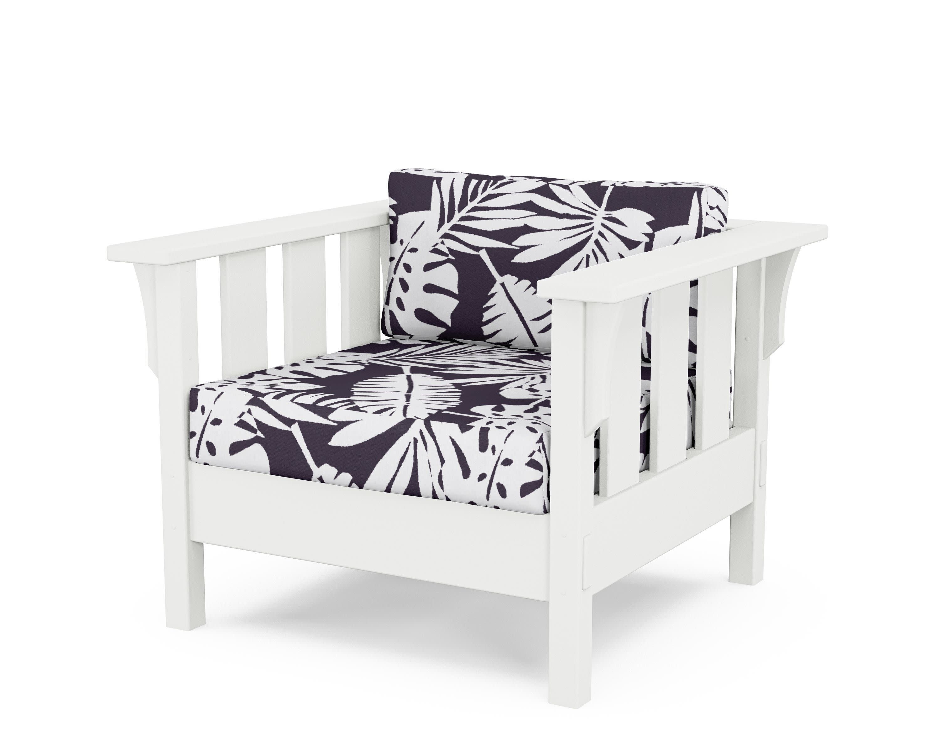 Acadia Deep Seating Chair in White / Leaf Navy