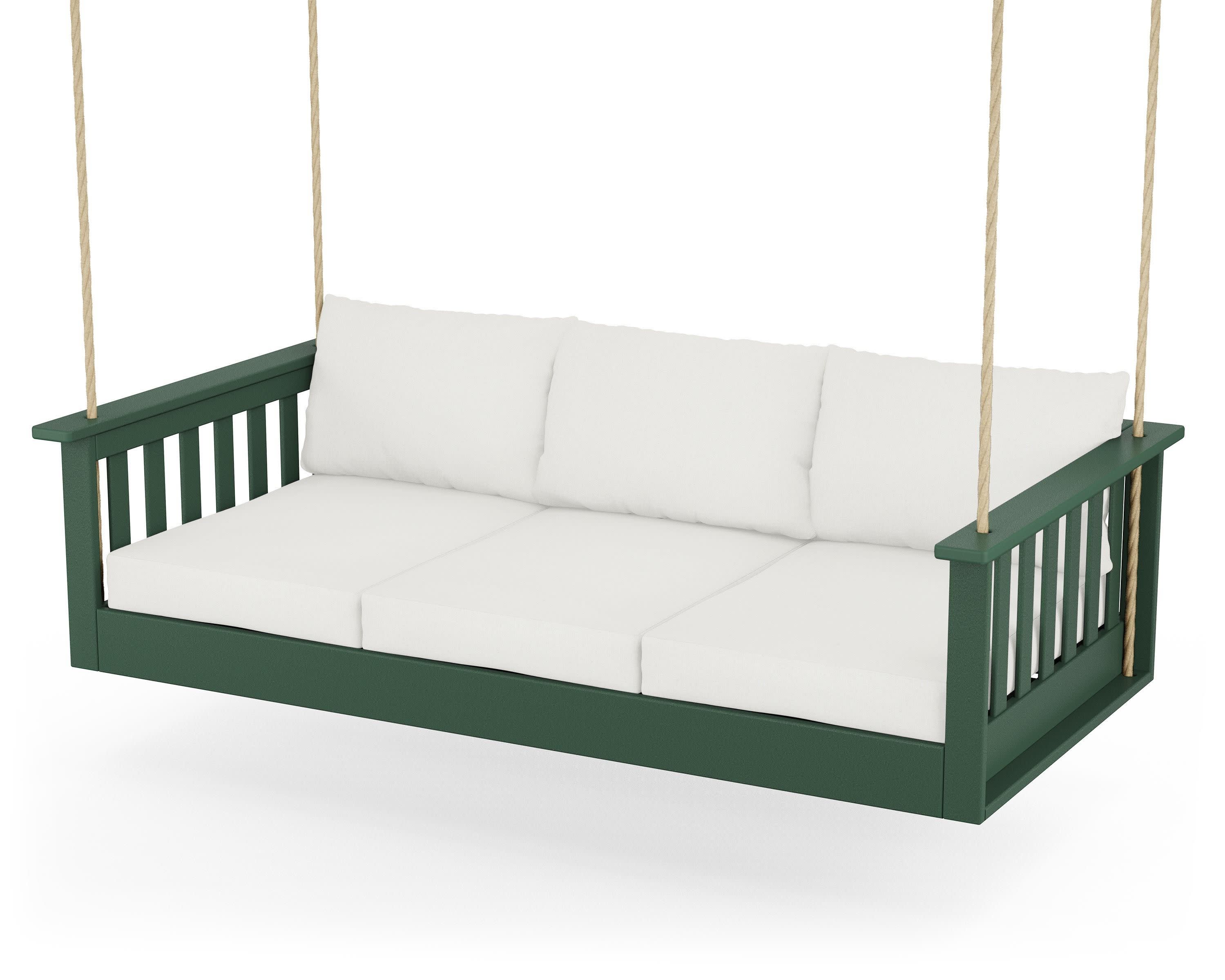 Vineyard Daybed Swing in Green / Natural Linen