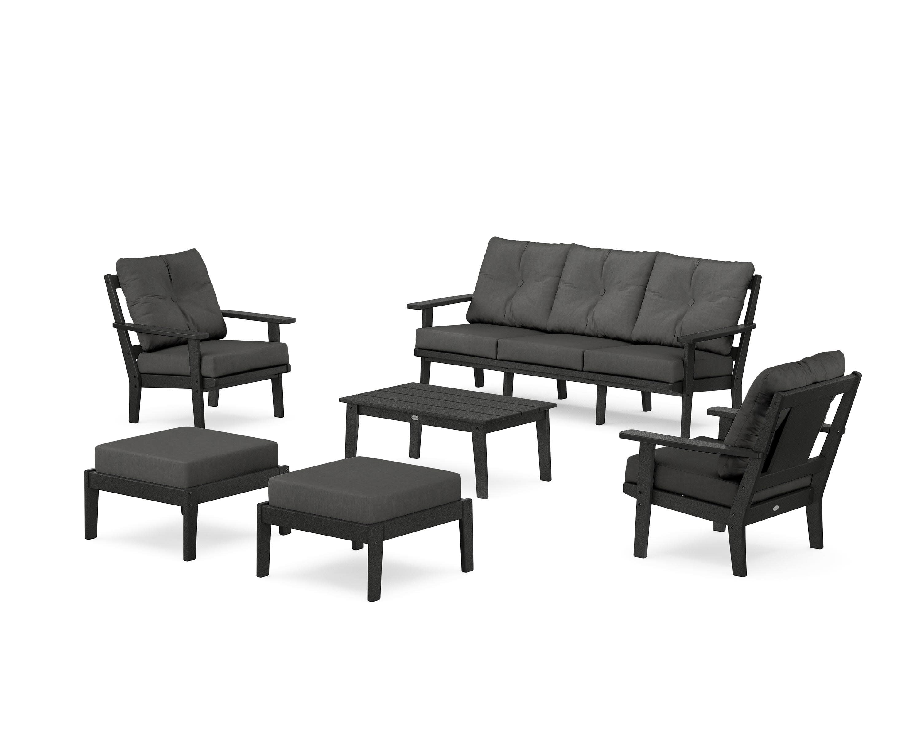 Prairie 6-Piece Lounge Sofa Set in Black / Spectrum Carbon