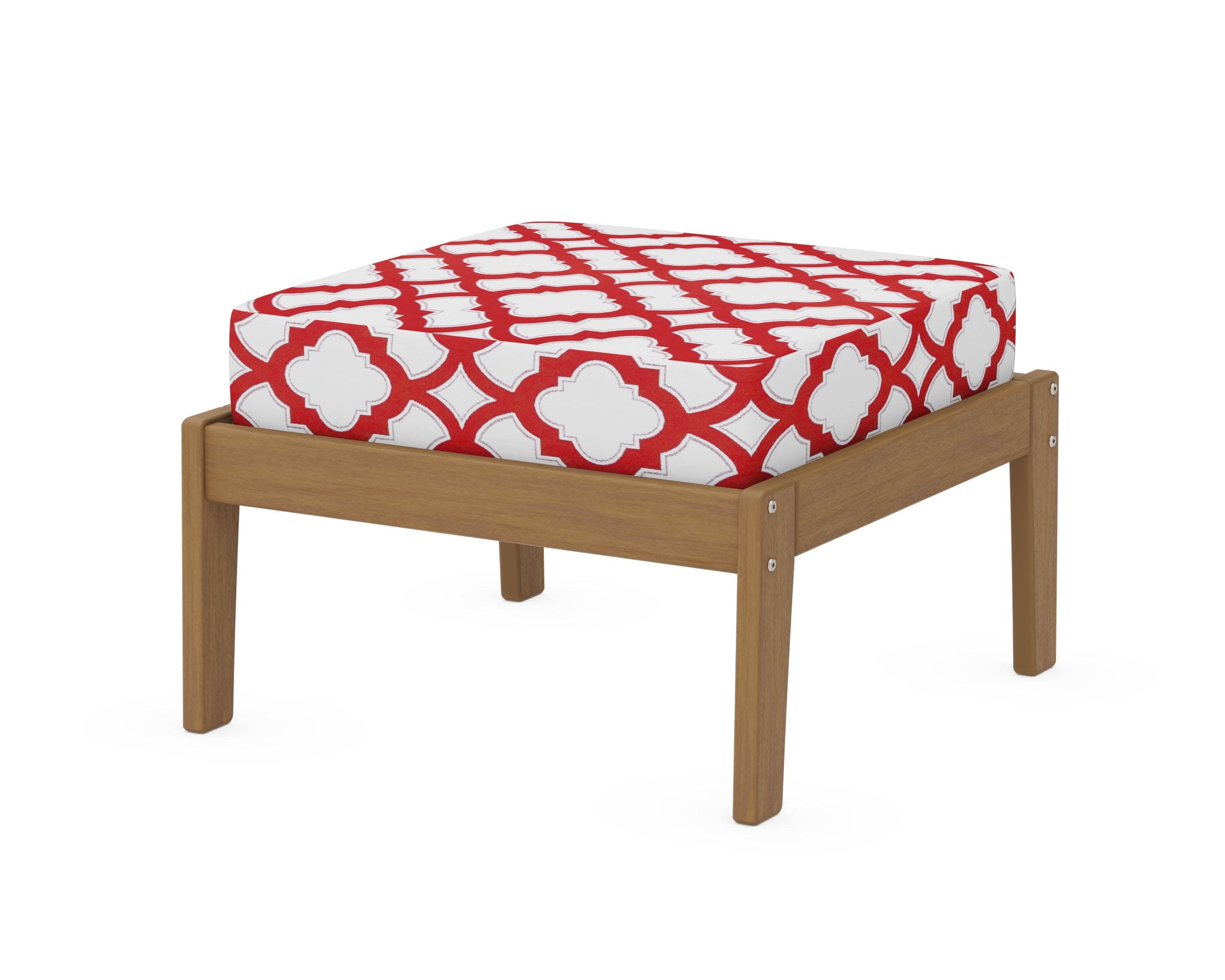 Deep Seating Ottoman in Natural / Trellis Crimson