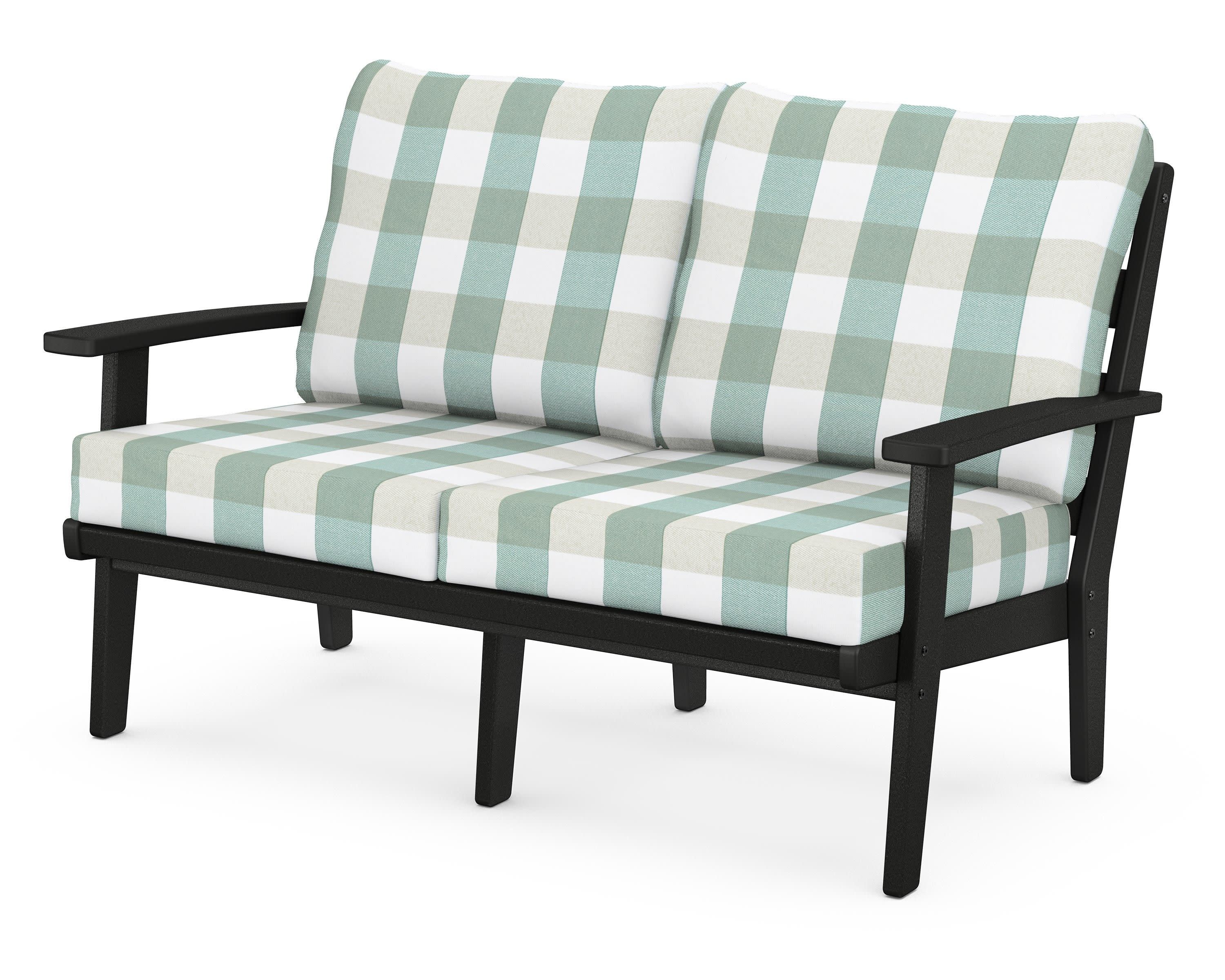 Grant Park Deep Seating Loveseat in Black / Buffalo Plaid Glacier Spa