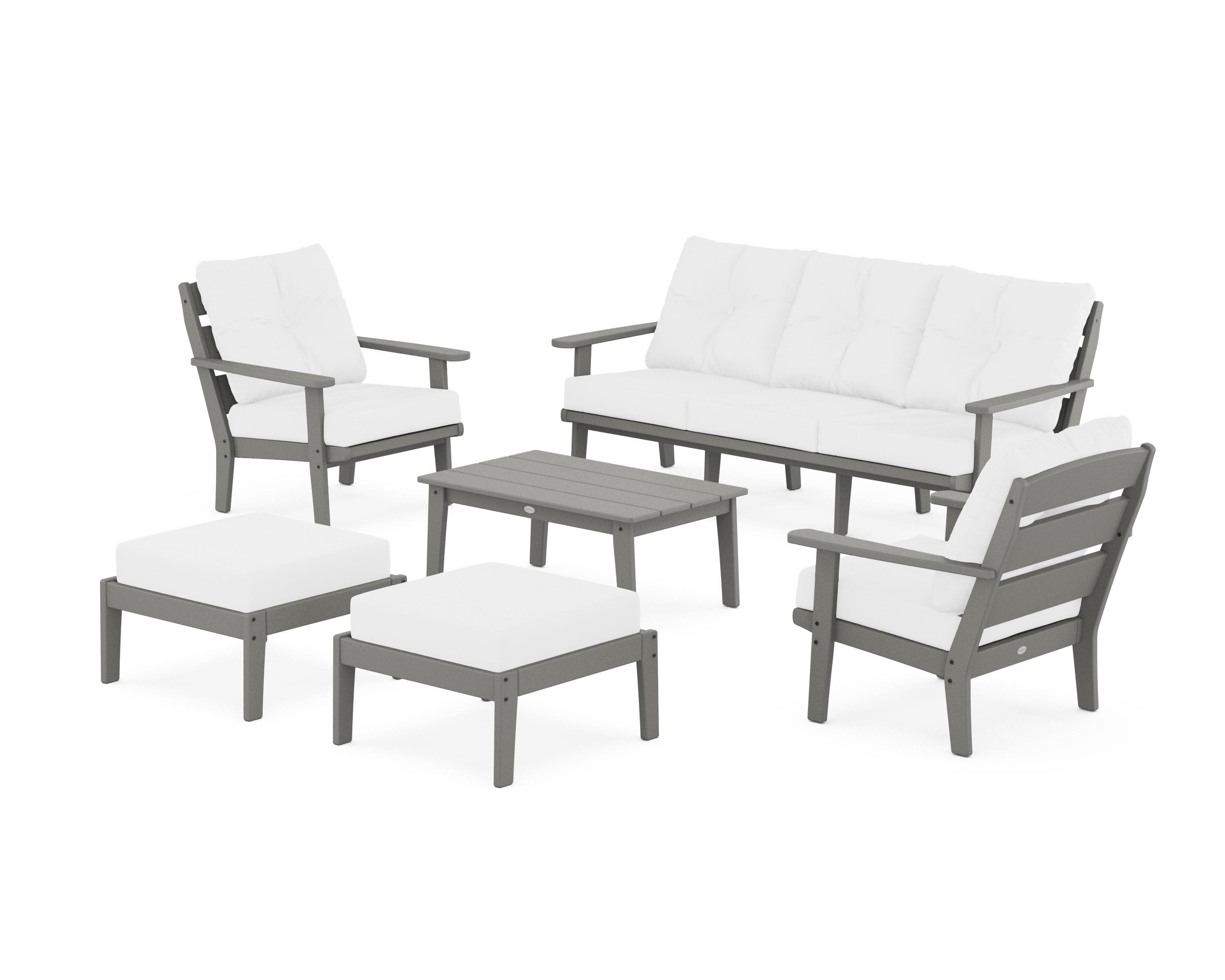 Lakeside 6-Piece Lounge Sofa Set in Slate Grey / Natural