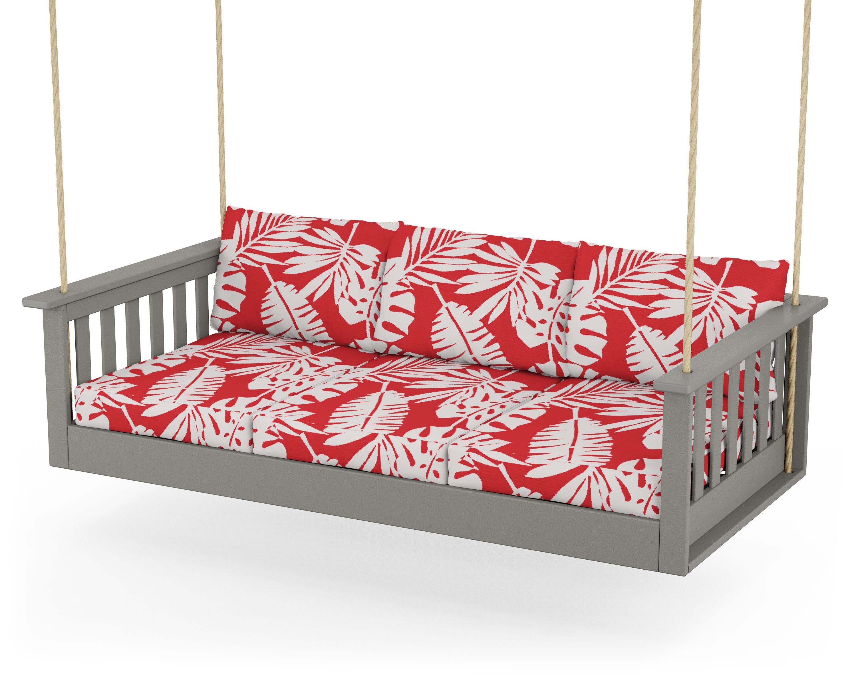 Vineyard Daybed Swing in Slate Grey / Leaf Crimson
