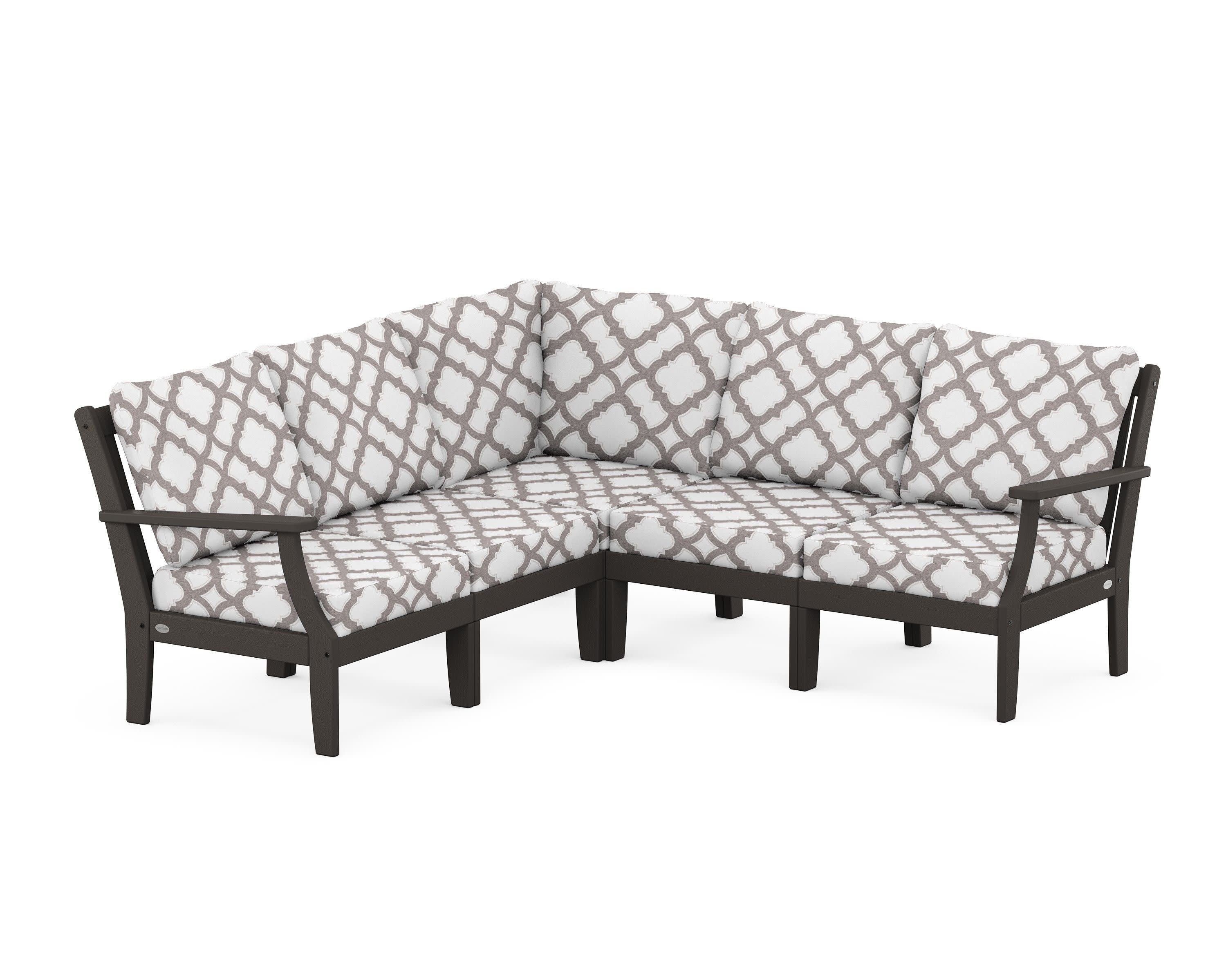 Braxton Modular 5-Piece Deep Seating Set in Vintage Coffee / Trellis Grey Mist