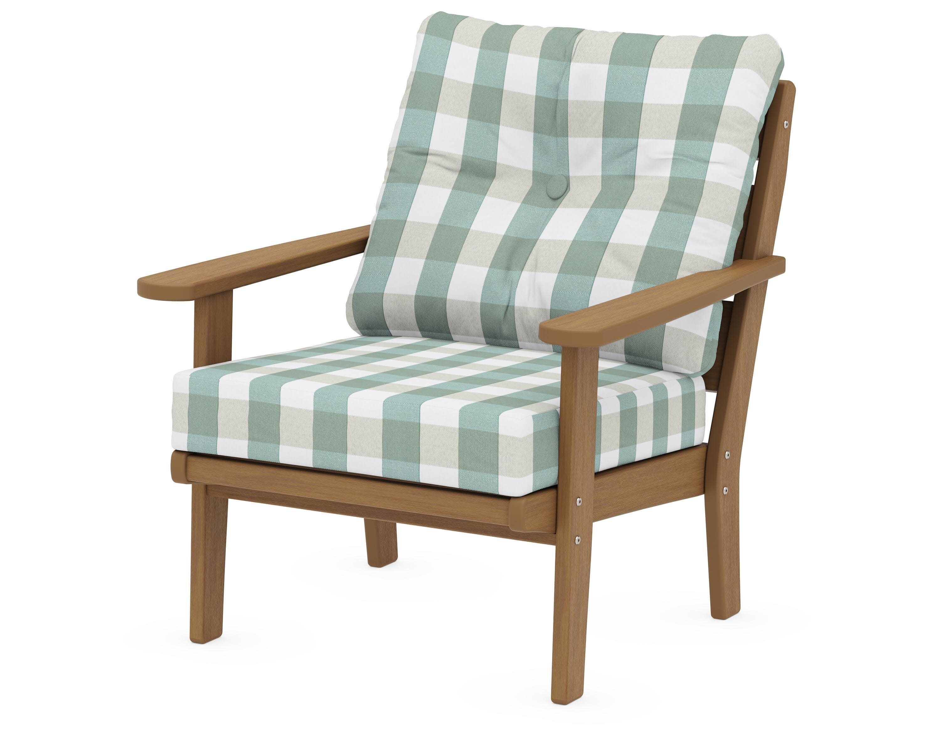 Lakeside Deep Seating Chair in Natural / Buffalo Plaid Glacier Spa