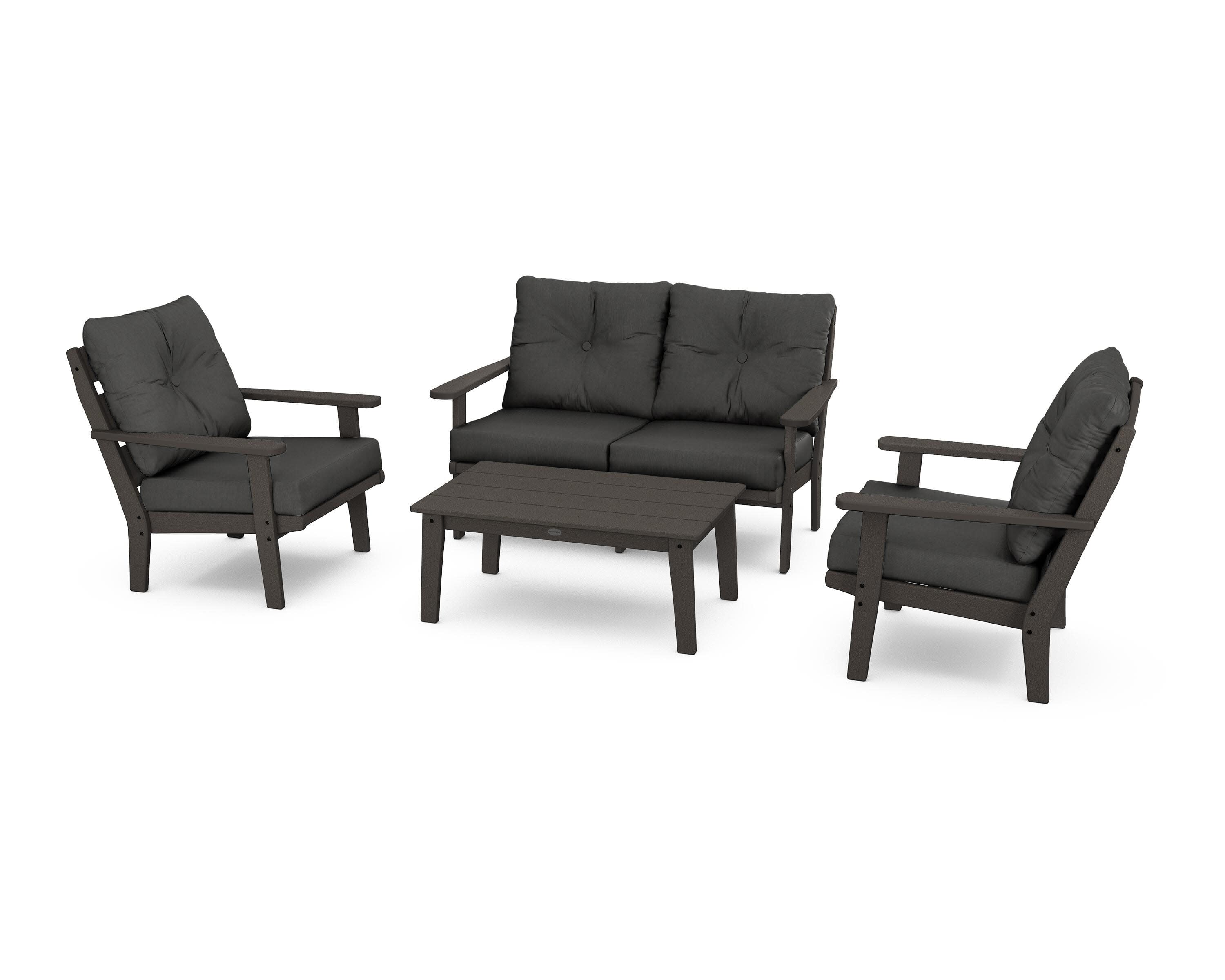 Lakeside 4-Piece Deep Seating Set in Vintage Coffee / Spectrum Carbon