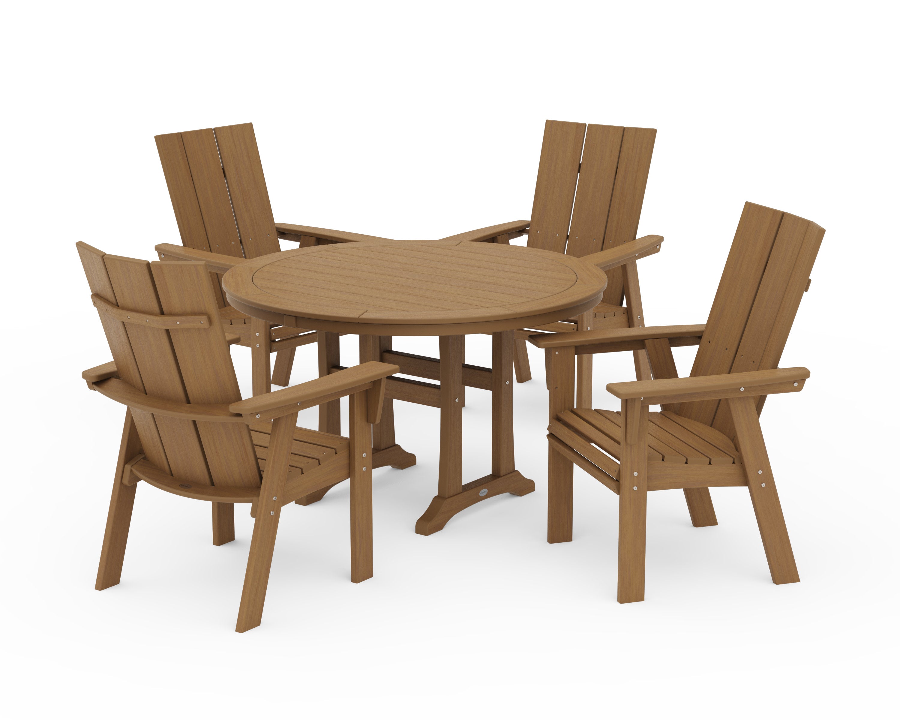 Modern Curveback Adirondack 5-Piece Nautical Trestle Dining Set in Natural