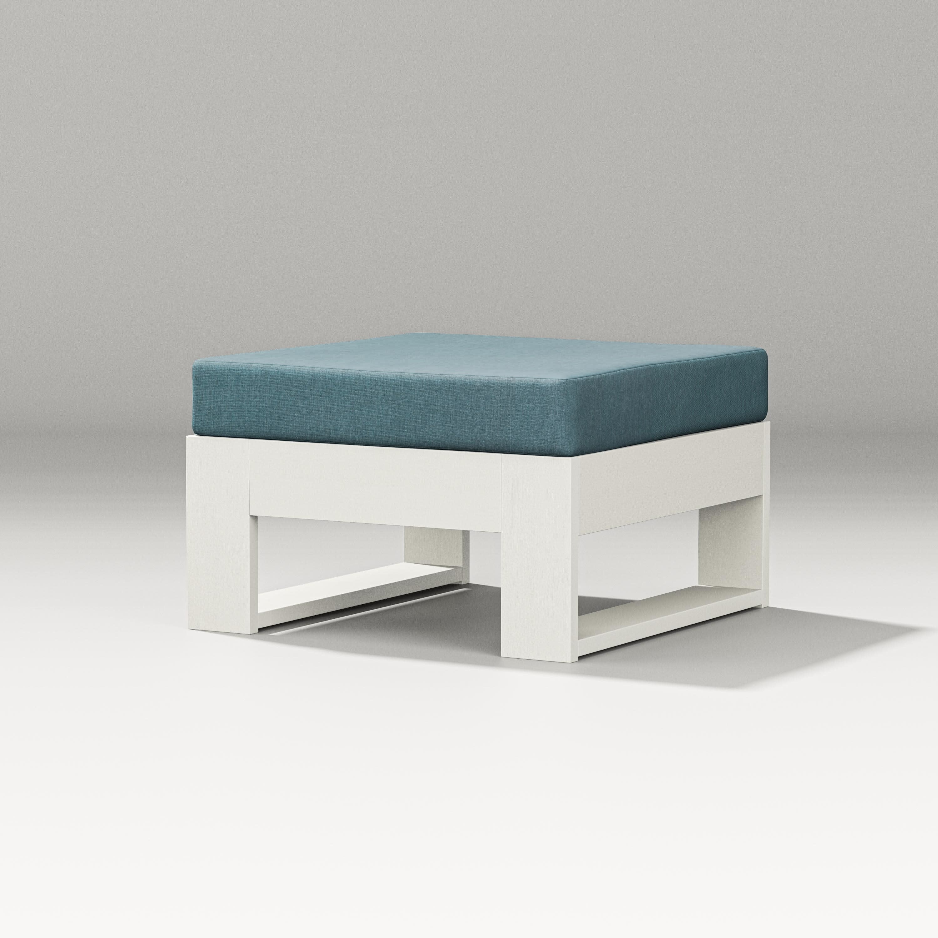 Latitude Lounge Ottoman in Vintage White / Ocean Teal