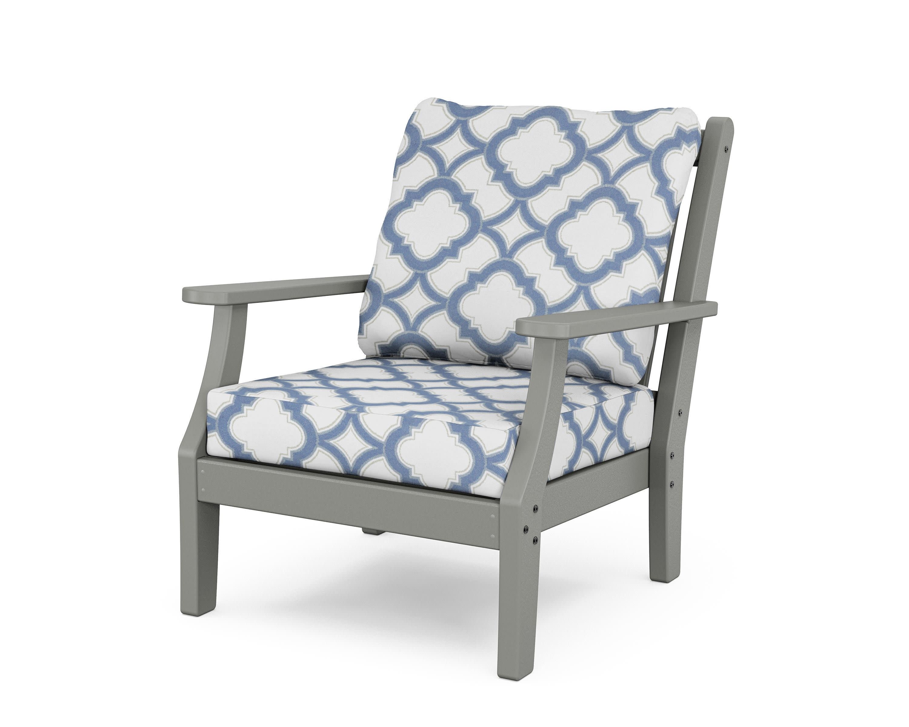 Wovendale Deep Seating Chair in Slate Grey / Trellis Sky Blue