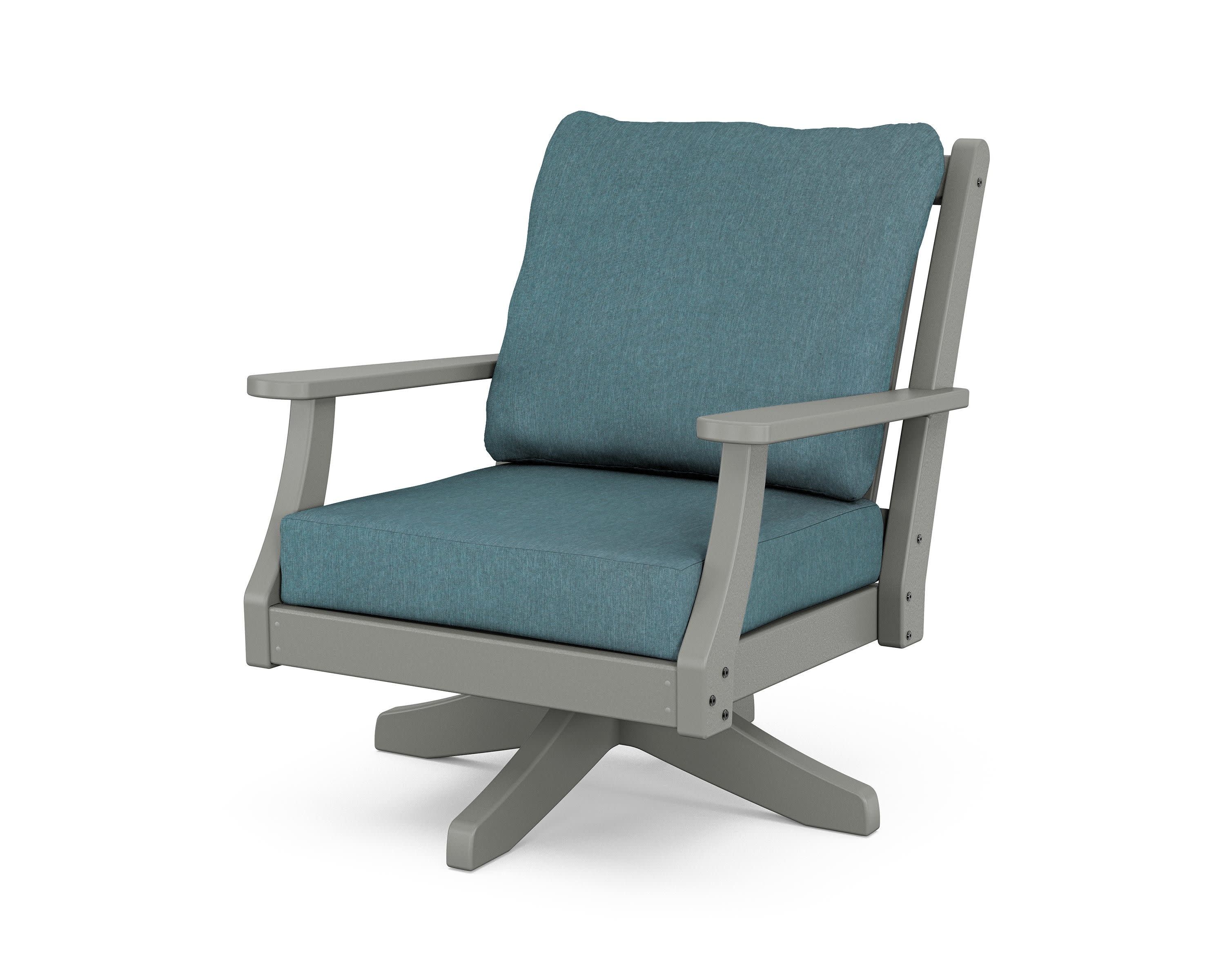 Wovendale Deep Seating Swivel Chair in Slate Grey / Ocean Teal