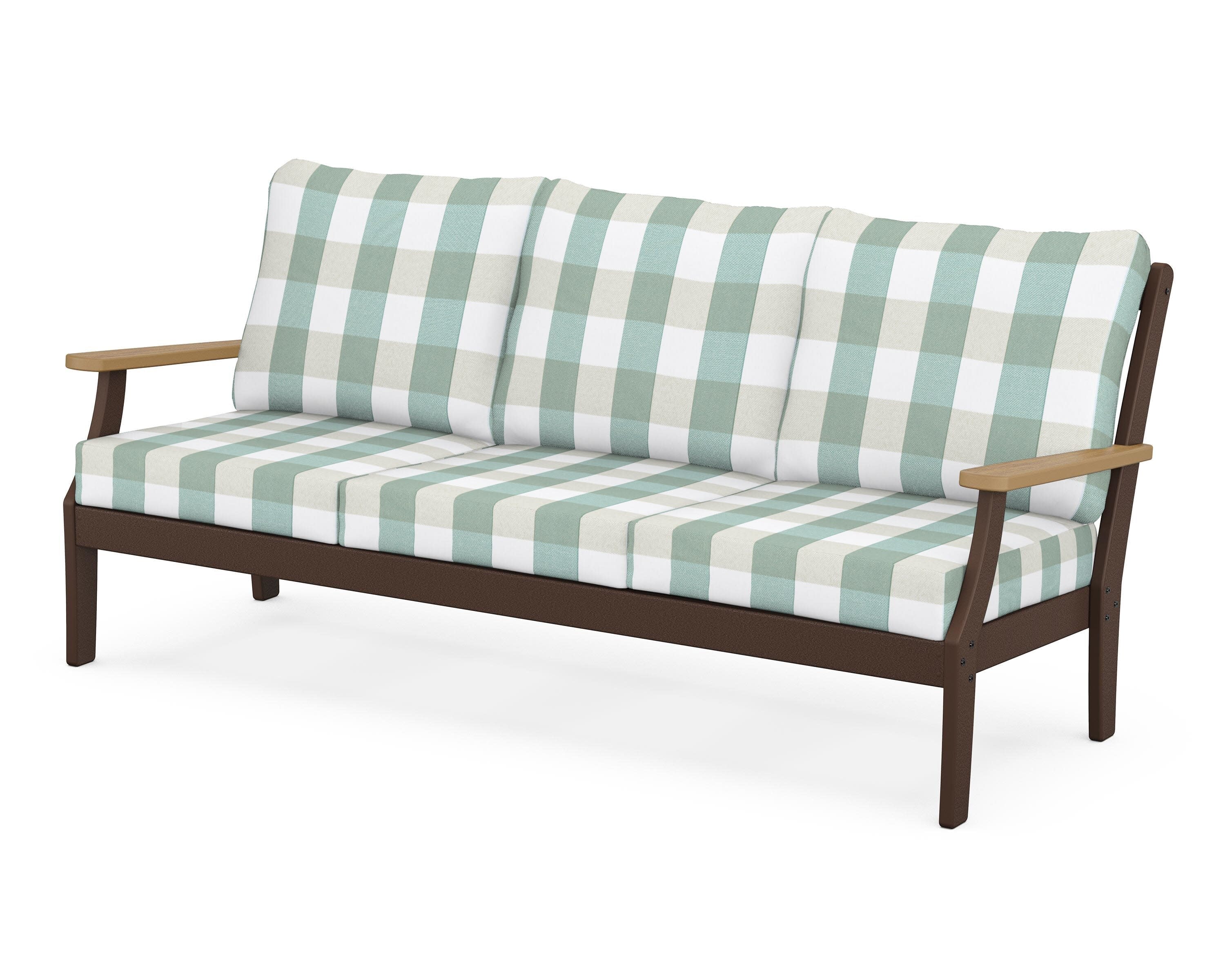 Braxton Deep Seating Sofa in Mahogany / Natural / Buffalo Plaid Glacier Spa