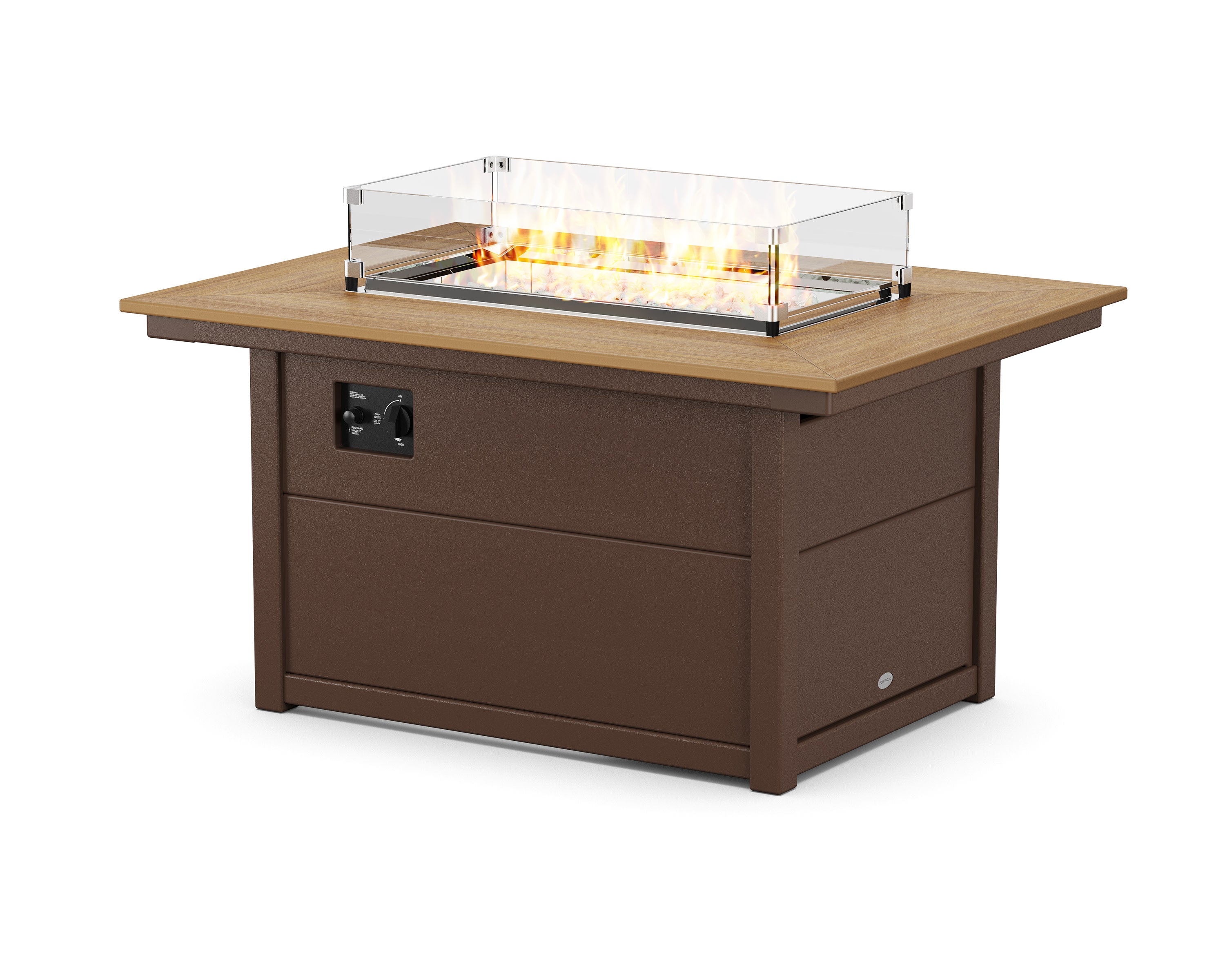 Rectangle 34" X 46" Fire Pit Table in Mahogany / Natural