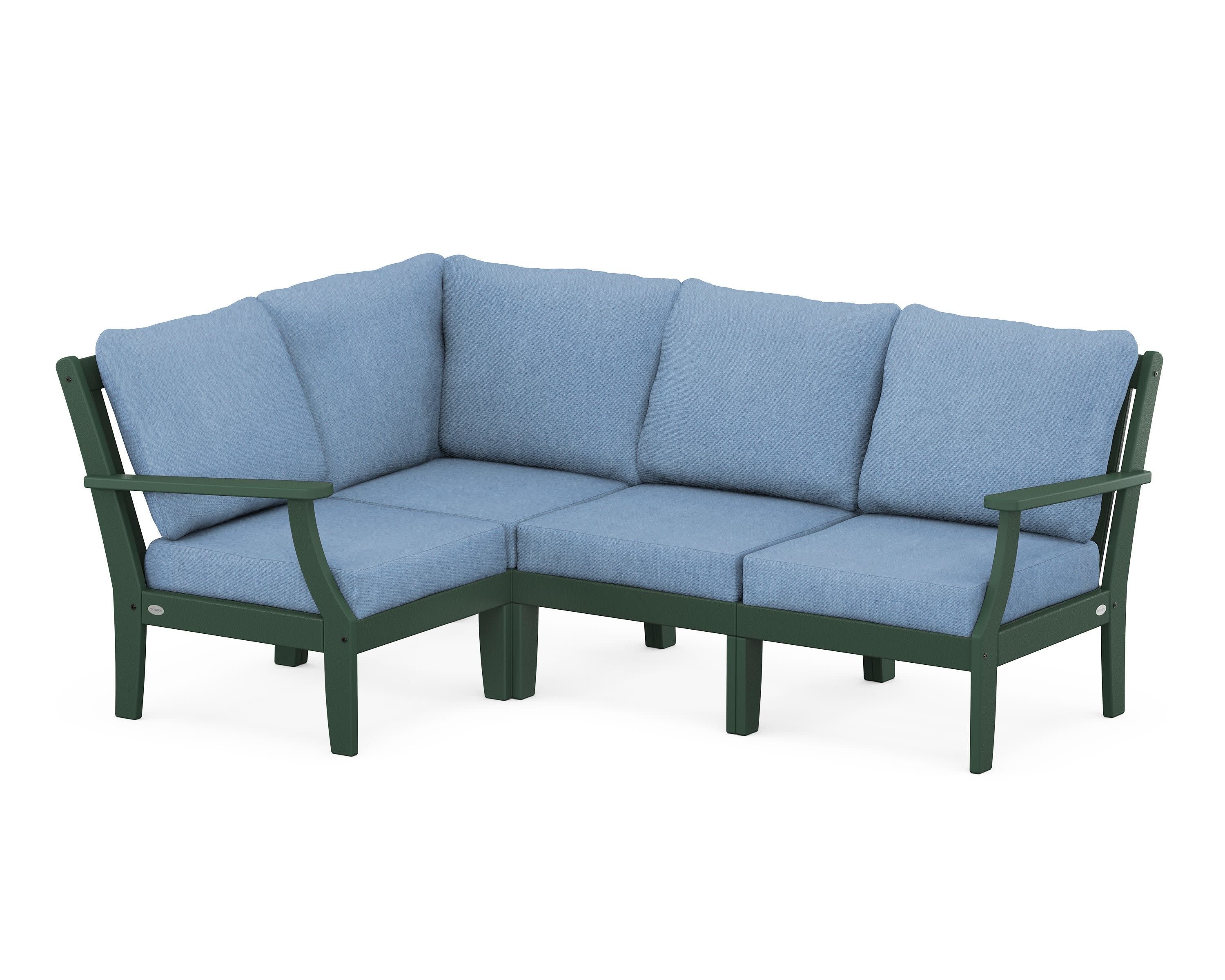 Braxton Modular 4-Piece Deep Seating Set in Green / Sky Blue