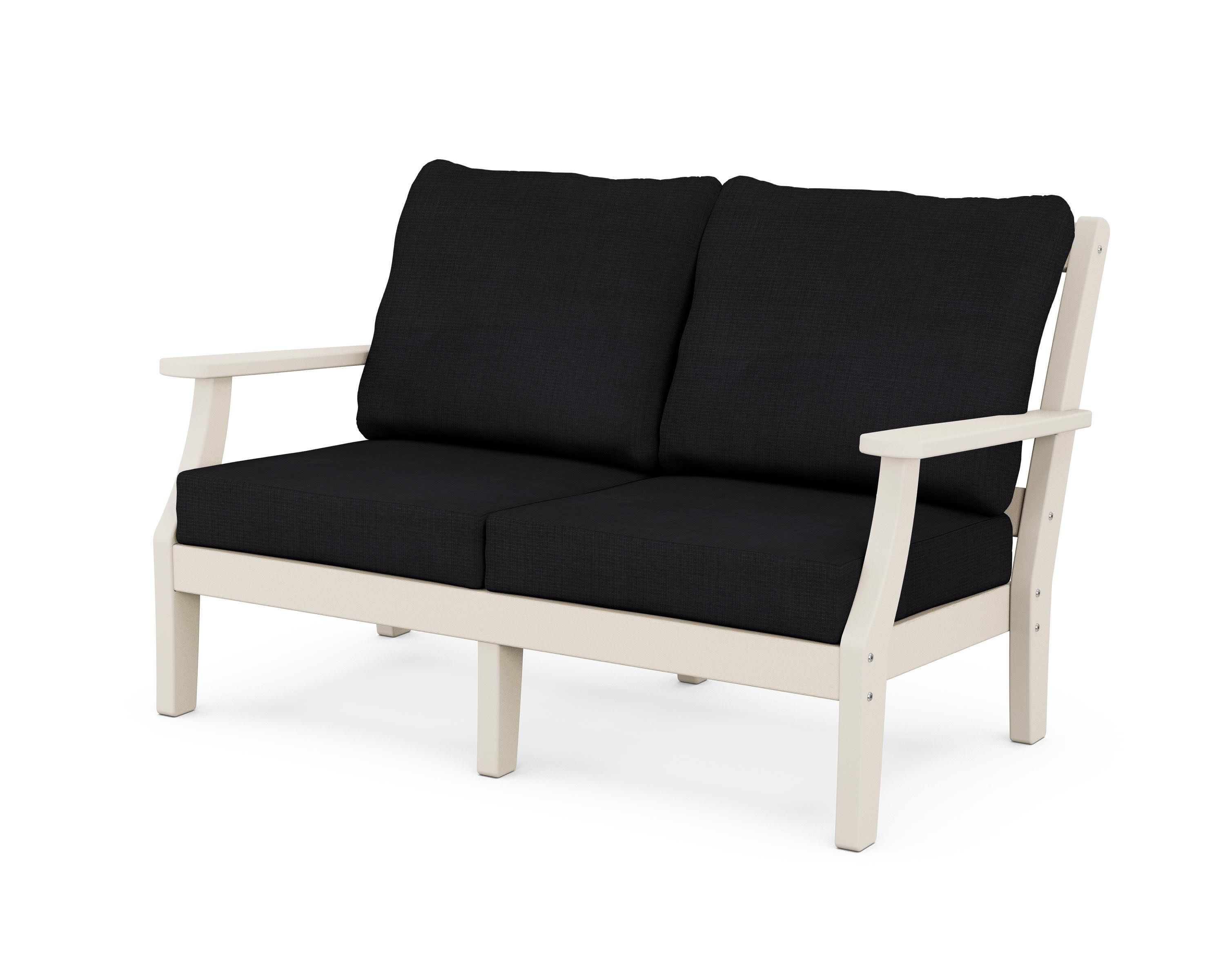 Chinoiserie Deep Seating Loveseat in Sand / Midnight Linen