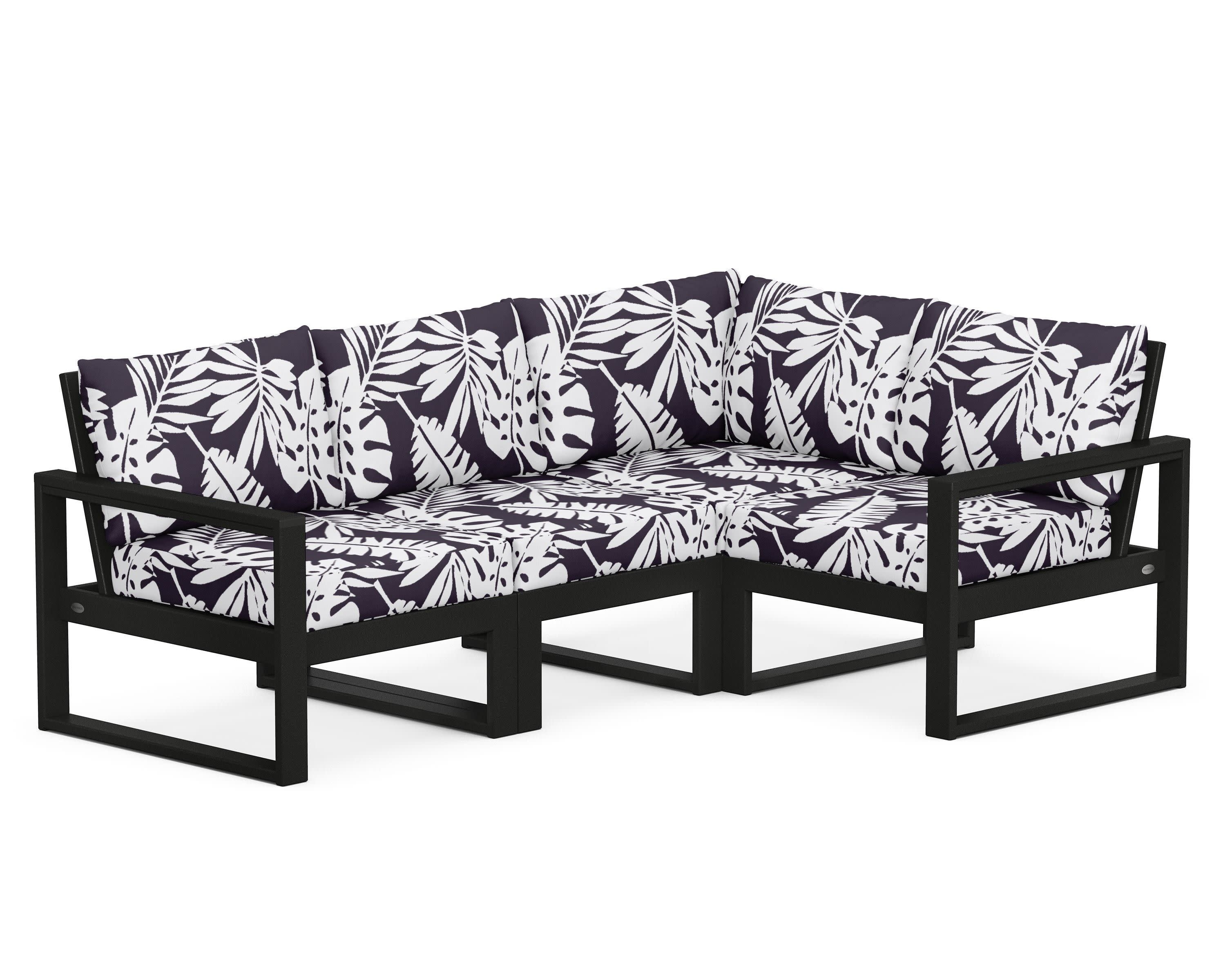 EDGE 4-Piece Modular Deep Seating Set in Black / Leaf Navy