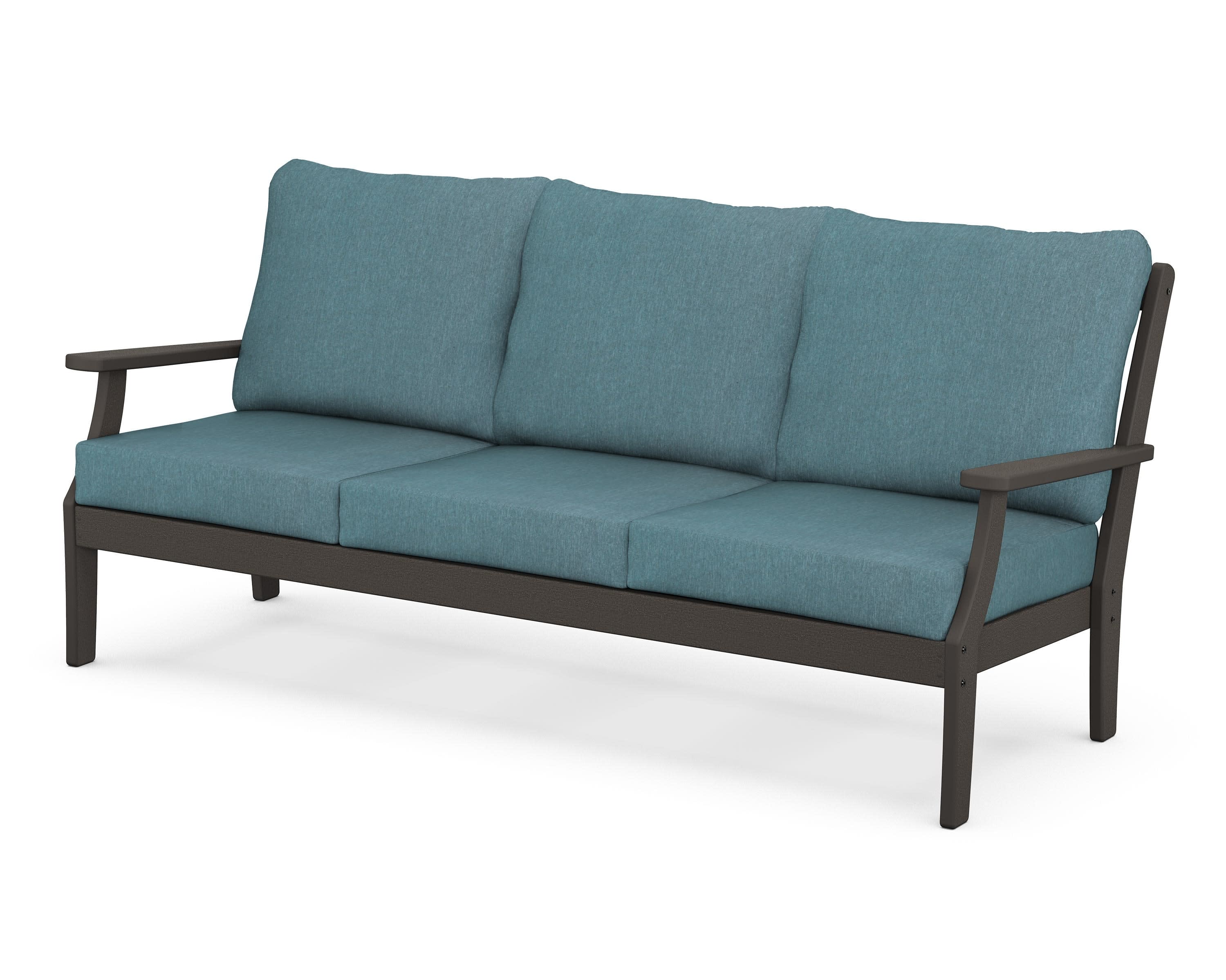 Braxton Deep Seating Sofa in Vintage Coffee / Ocean Teal