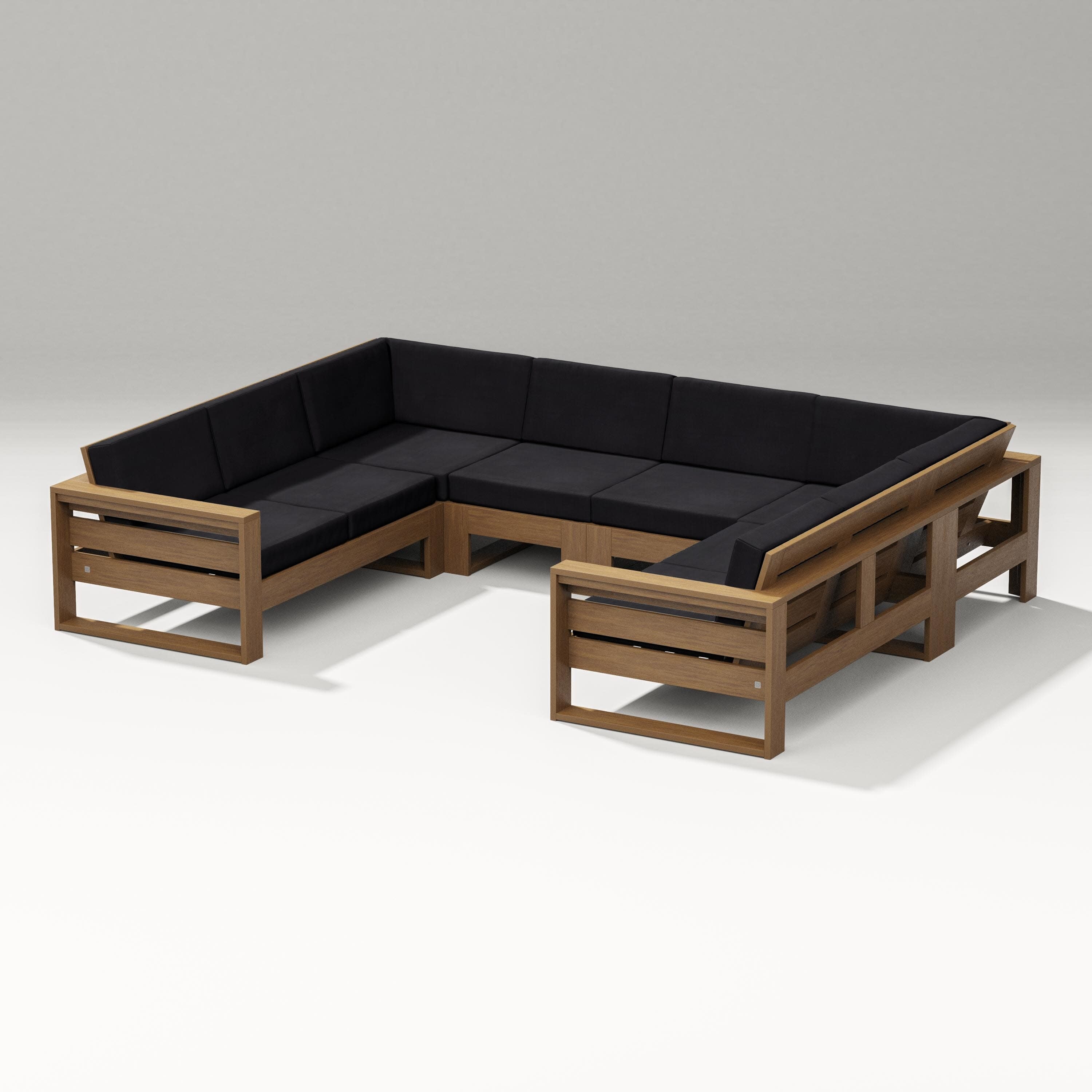 Latitude U-Shaped Sectional in Natural / Midnight Linen