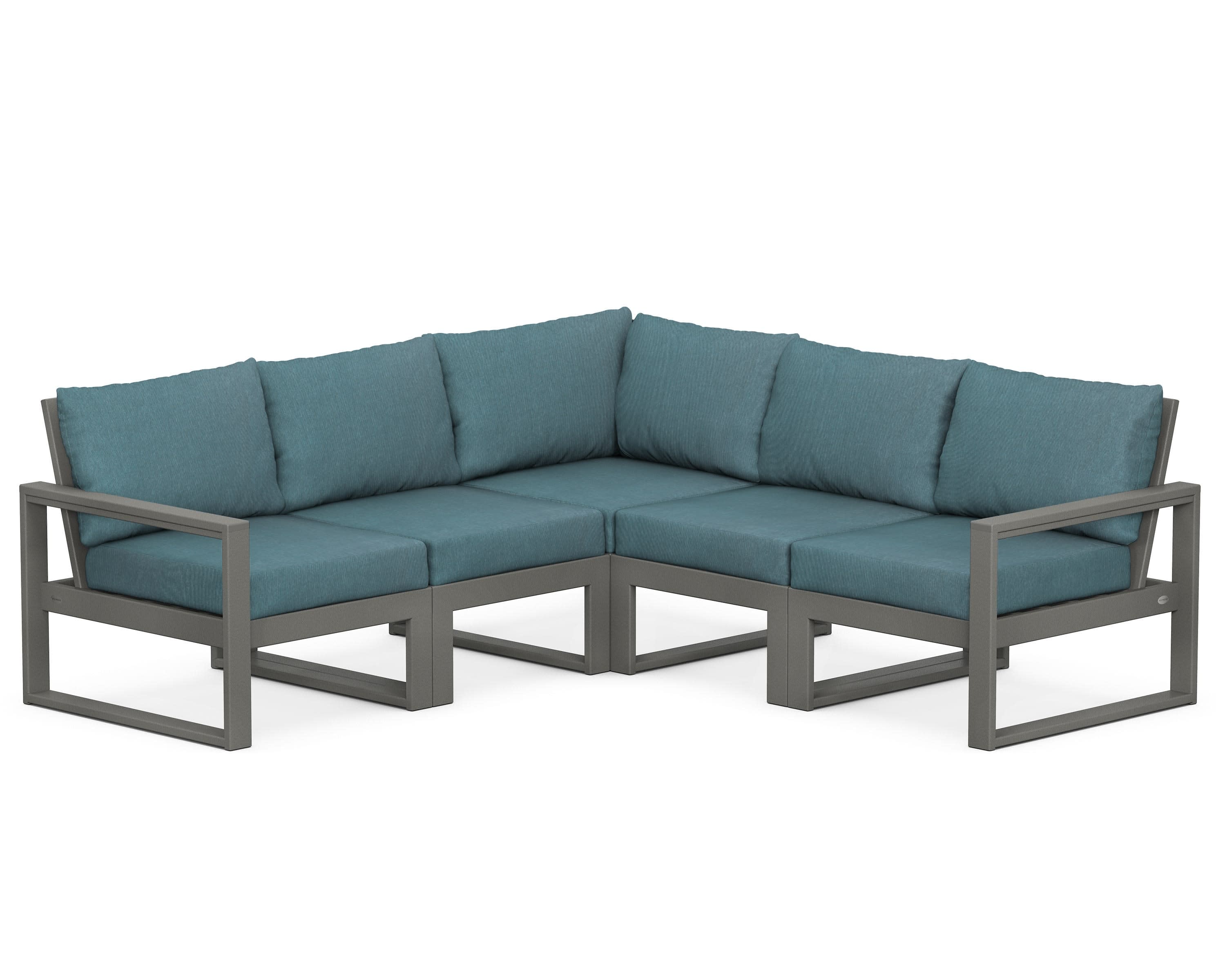 EDGE 5-Piece Modular Deep Seating Set in Slate Grey / Ocean Teal