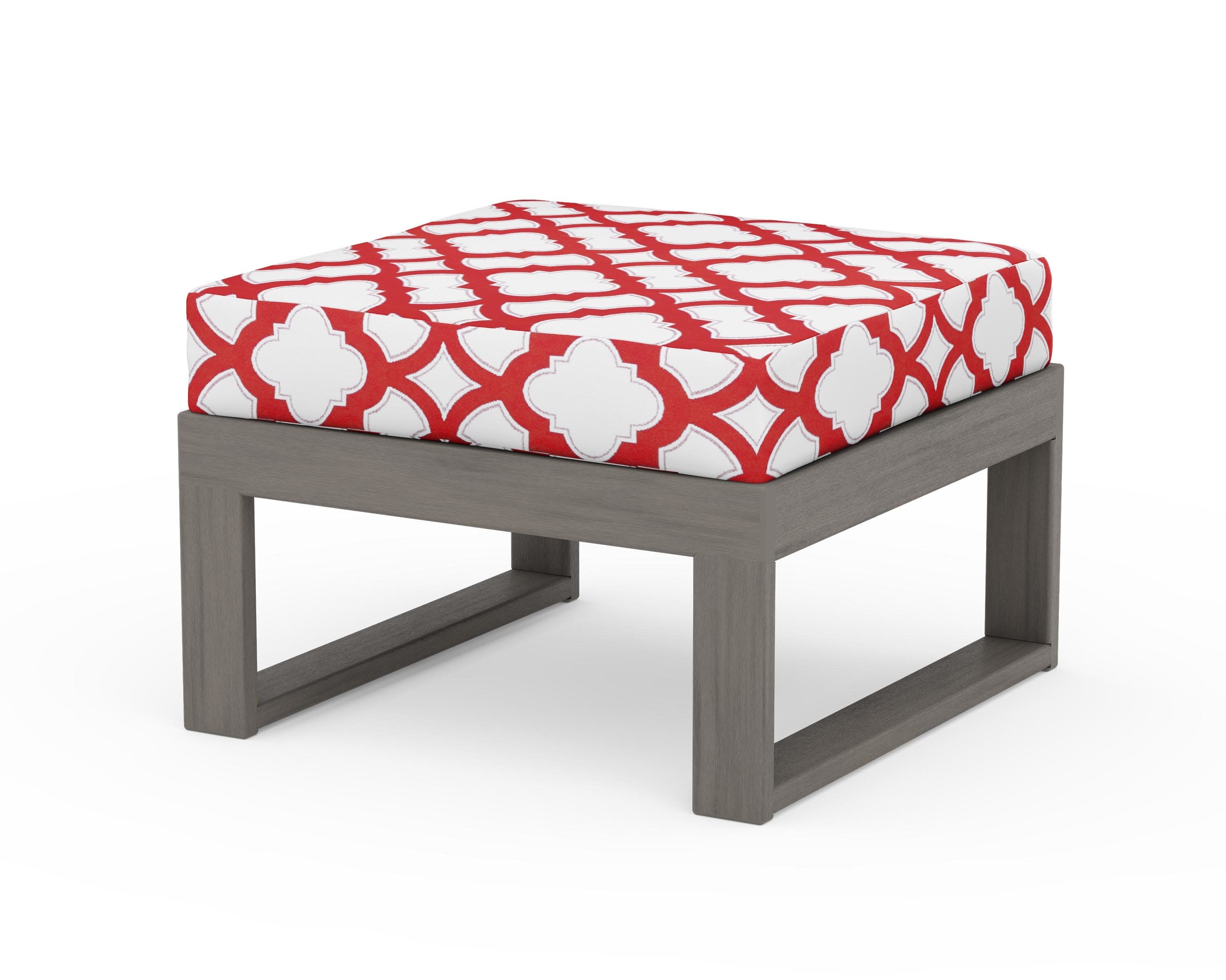 Modular Ottoman - Modern in Driftwood / Trellis Crimson