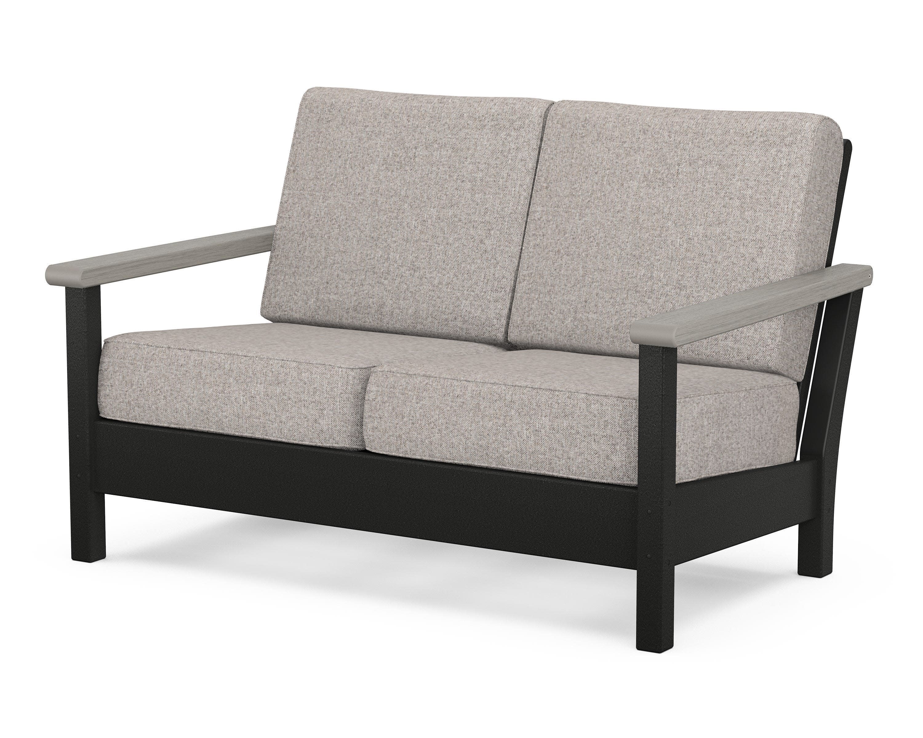 Harbour Deep Seating Loveseat in Black / Driftwood / Weathered Tweed