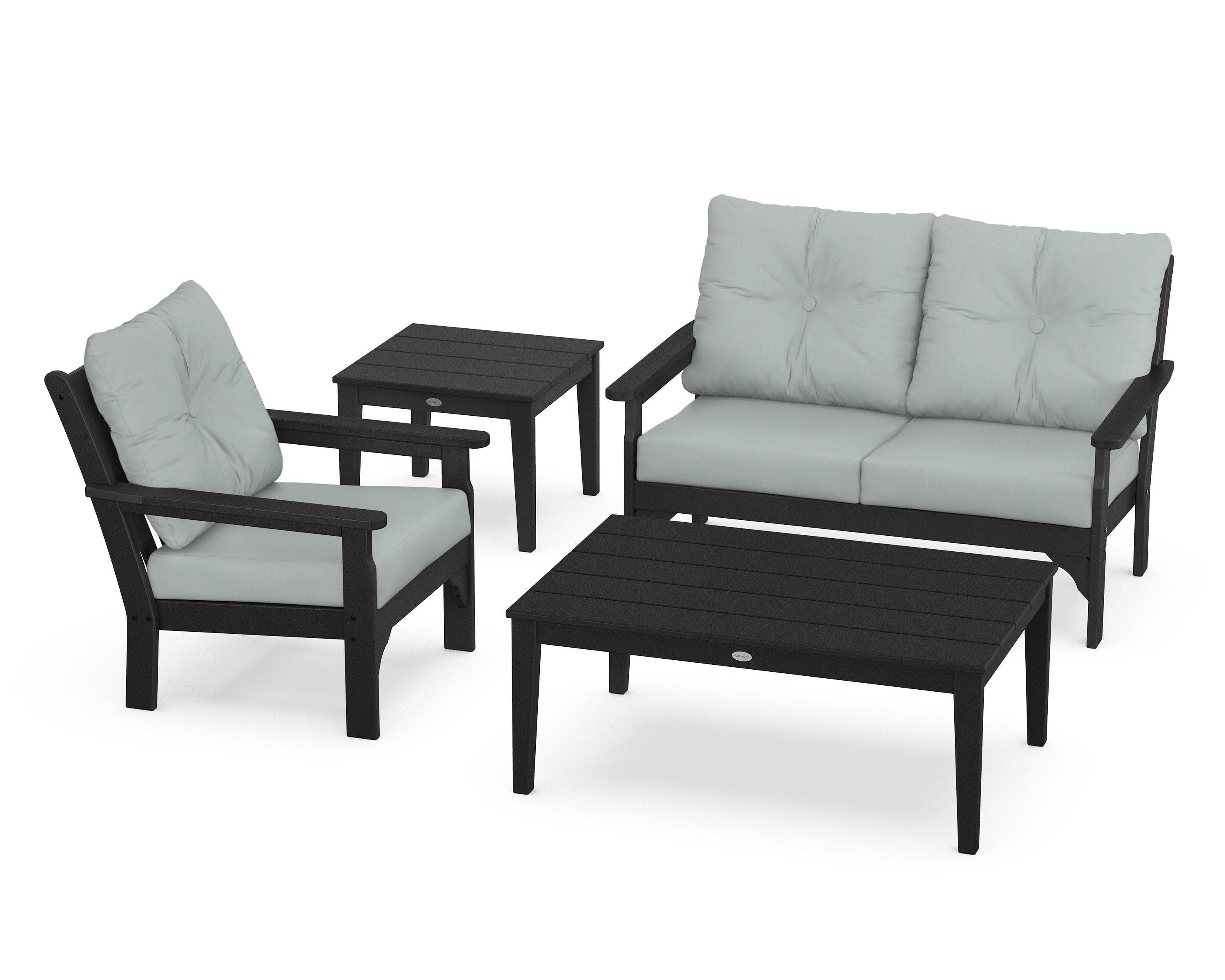 Vineyard 4-Piece Deep Seating Set in Black / Spa