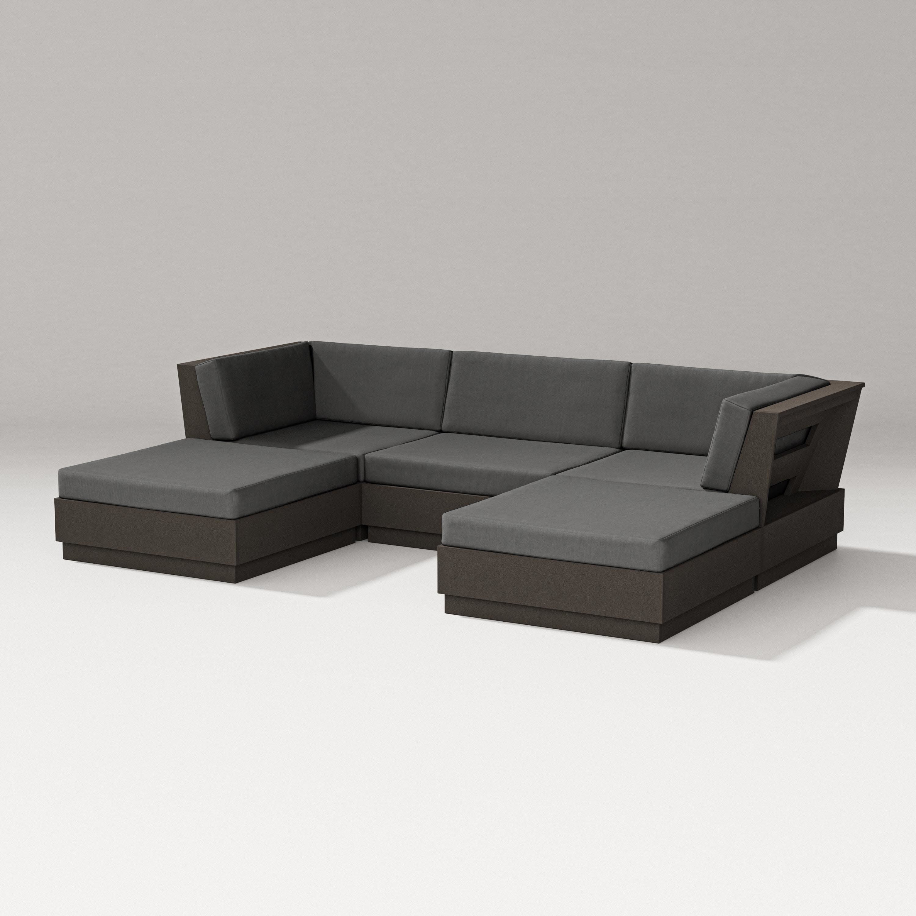 Elevate Double Chaise Sectional in Vintage Coffee / Spectrum Carbon