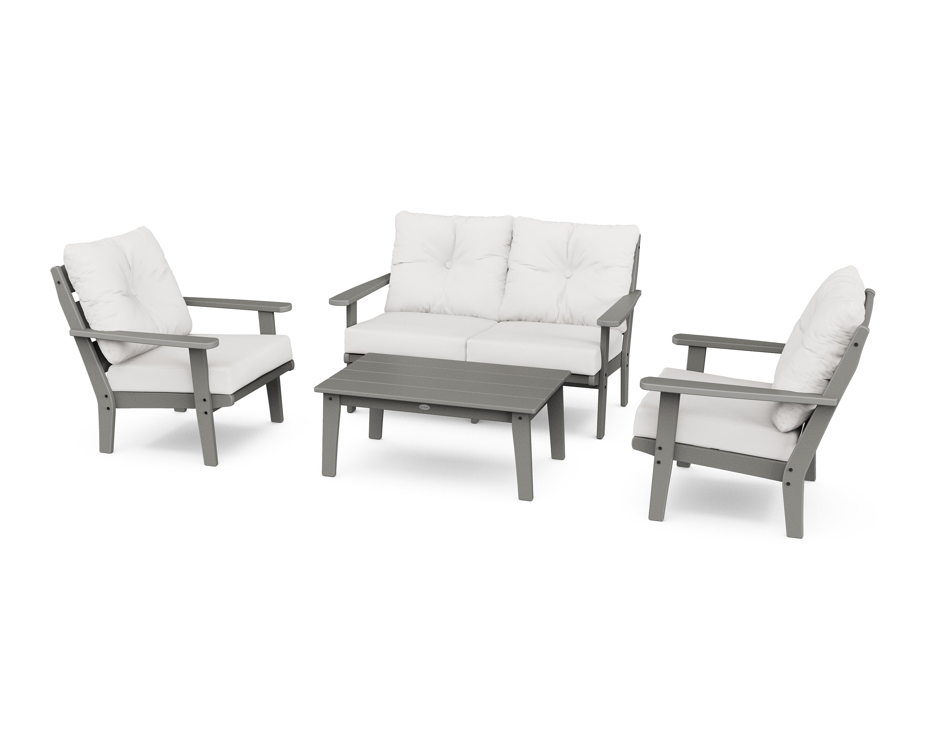Lakeside 4-Piece Deep Seating Set in Slate Grey / Natural Linen