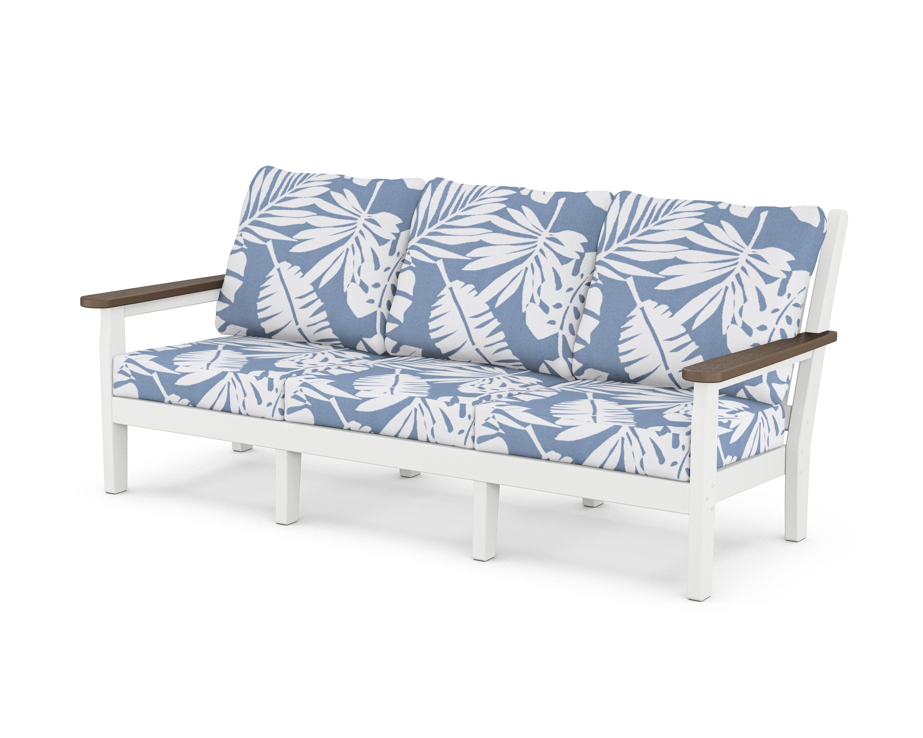 Chippendale Deep Seating Sofa in White / Kona / Leaf Sky Blue