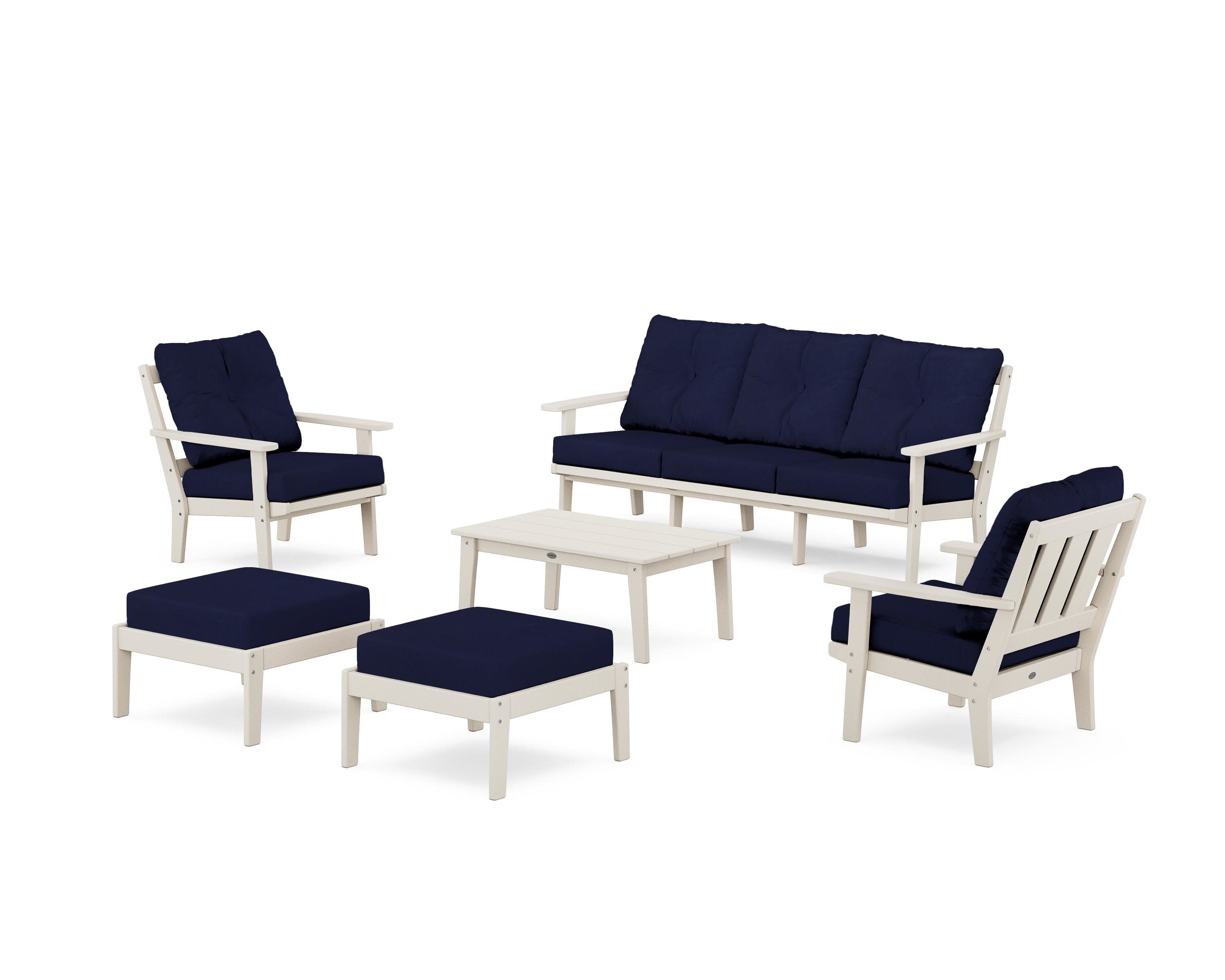 Oxford 6-Piece Lounge Sofa Set in Sand / Navy