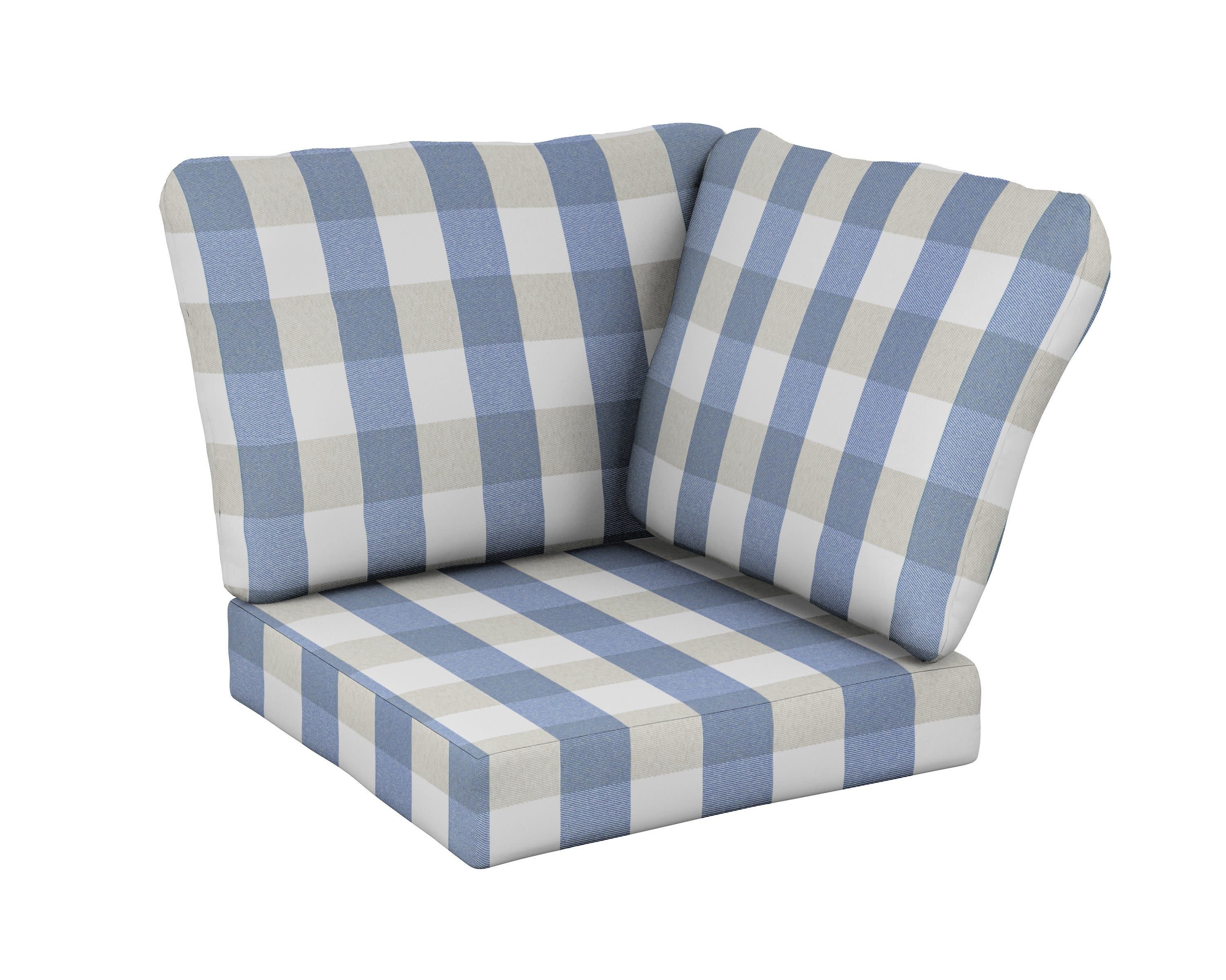 Baffle Modular Corner Cushion in Buffalo Plaid Sky Blue