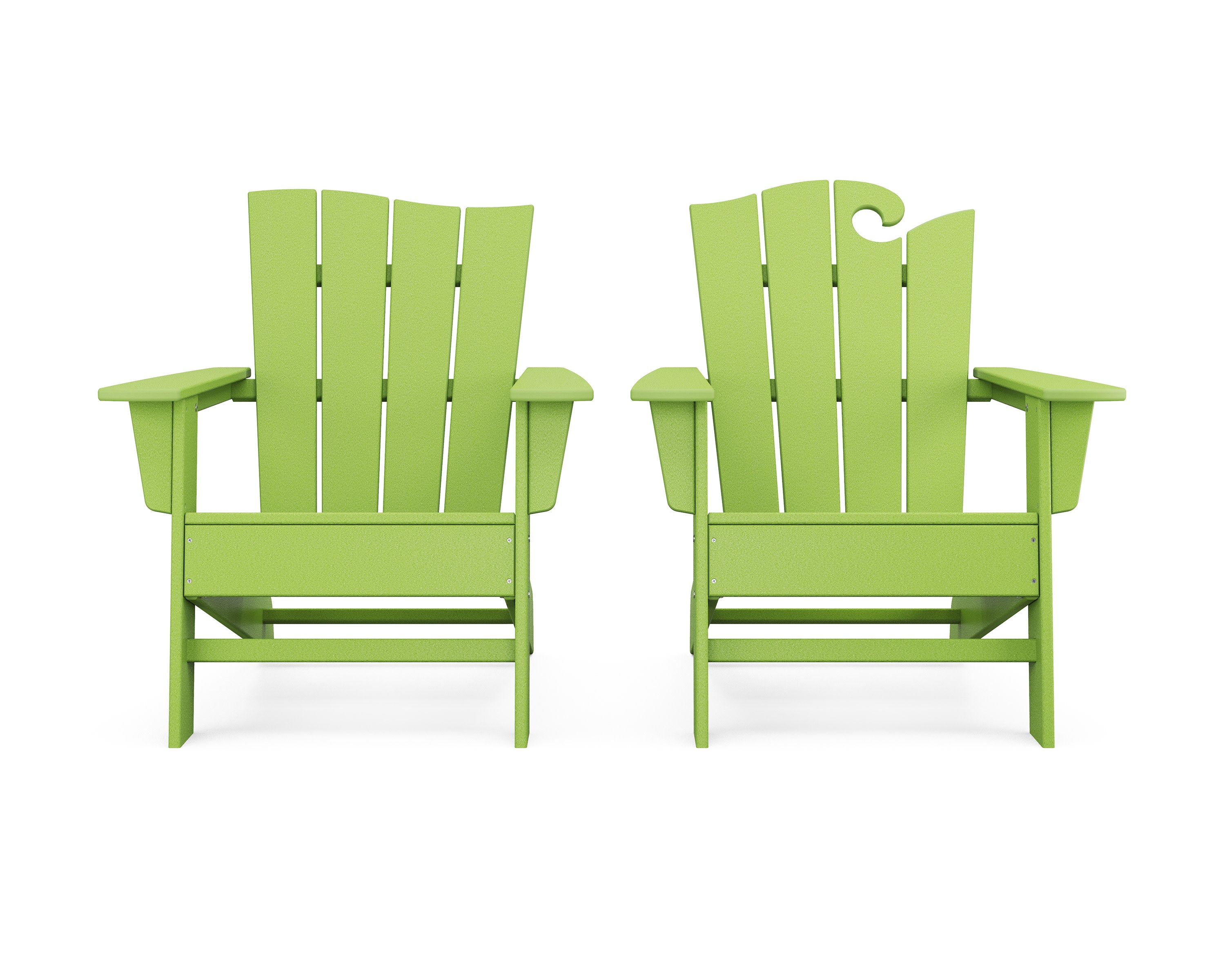 Wave 2-Piece Adirondack Set with The Wave Chair Left in Lime