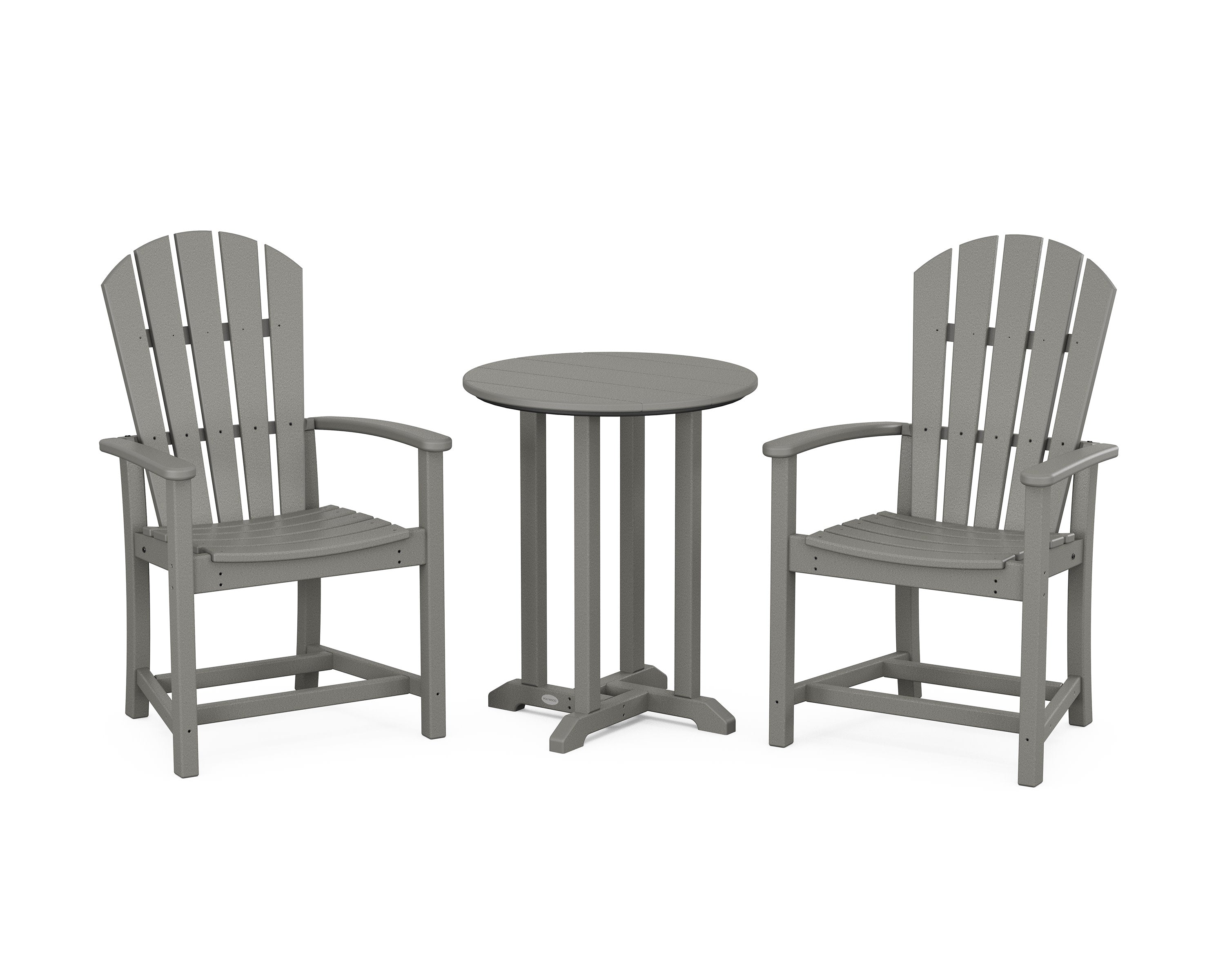 Palm Coast 3-Piece Round Farmhouse Bistro Dining Set in Slate Grey