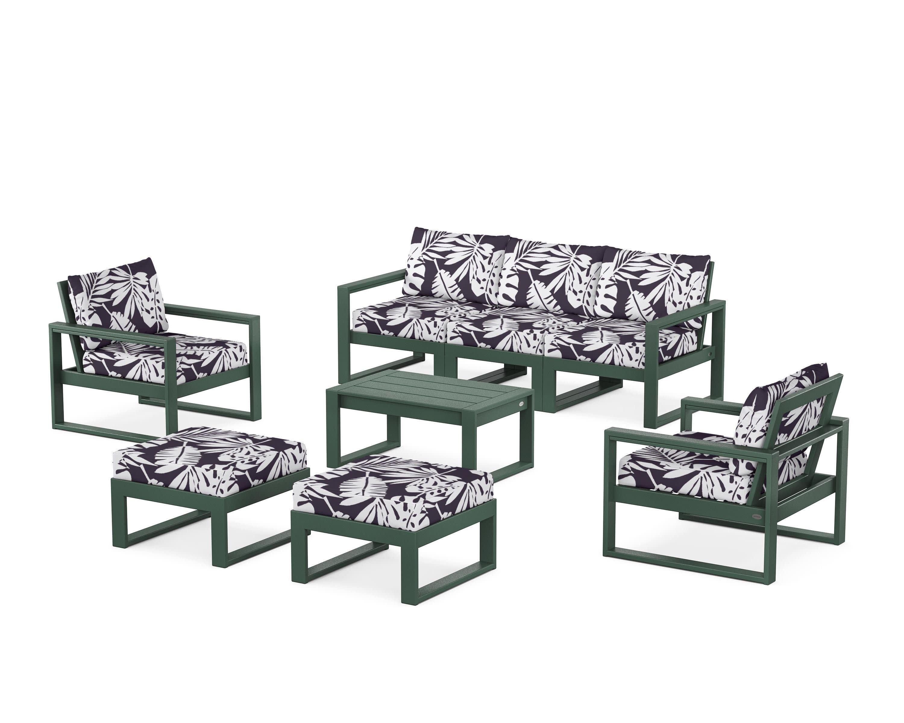 EDGE Sectional 8-Piece Lounge Sofa Set in Green / Leaf Navy